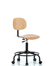 Wood Chair - Medium Bench Height with Round Tube Base & Casters
