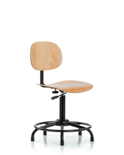 Wood Chair - Medium Bench Height with Round Tube Base & Stationary Glides