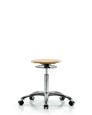 Wood Stool Chrome - Medium Bench Height with Casters