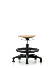 Wood Stool - Medium Bench Height with Black Foot Ring & Stationary Glides