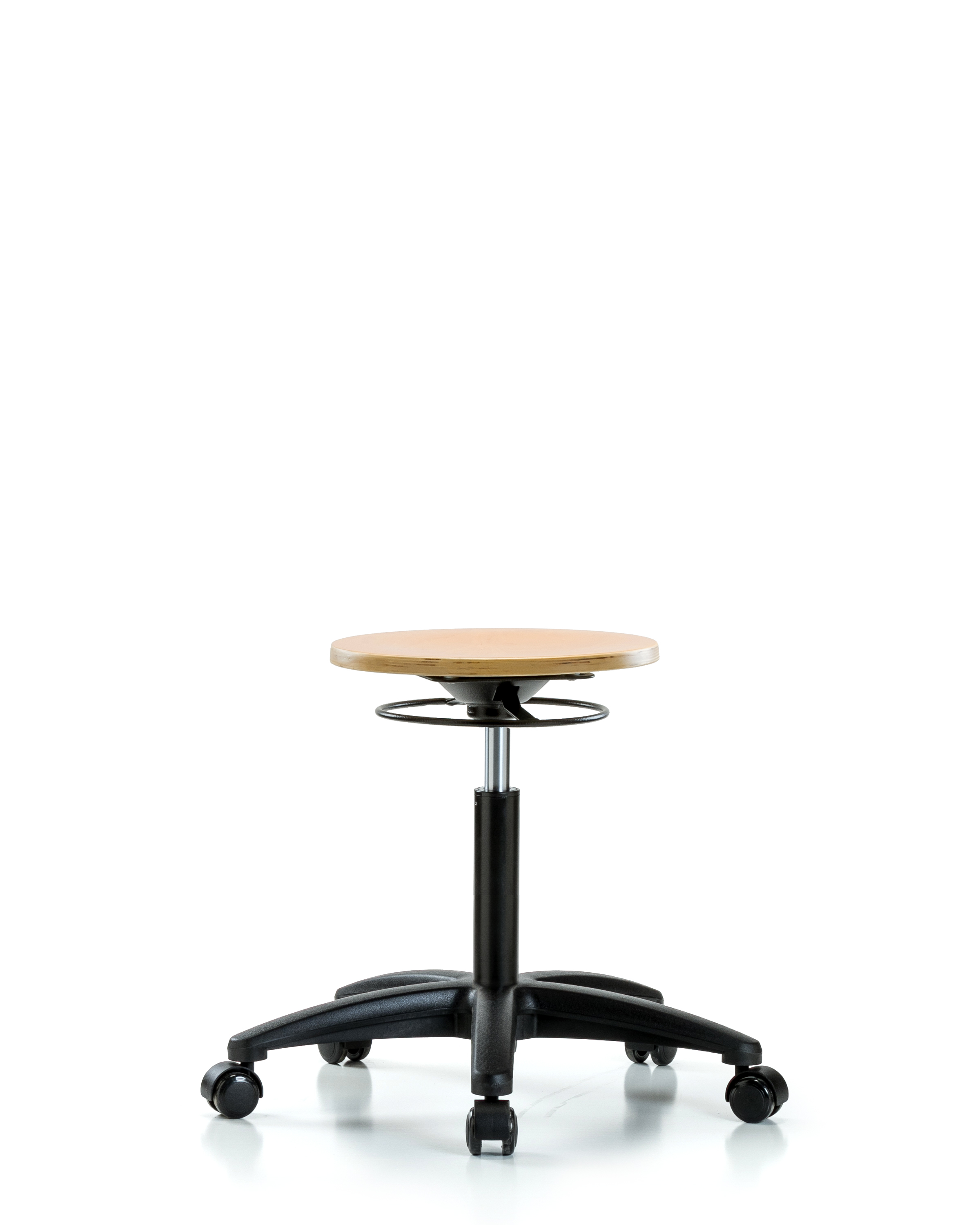 Wood Stool - Medium Bench Height with Casters