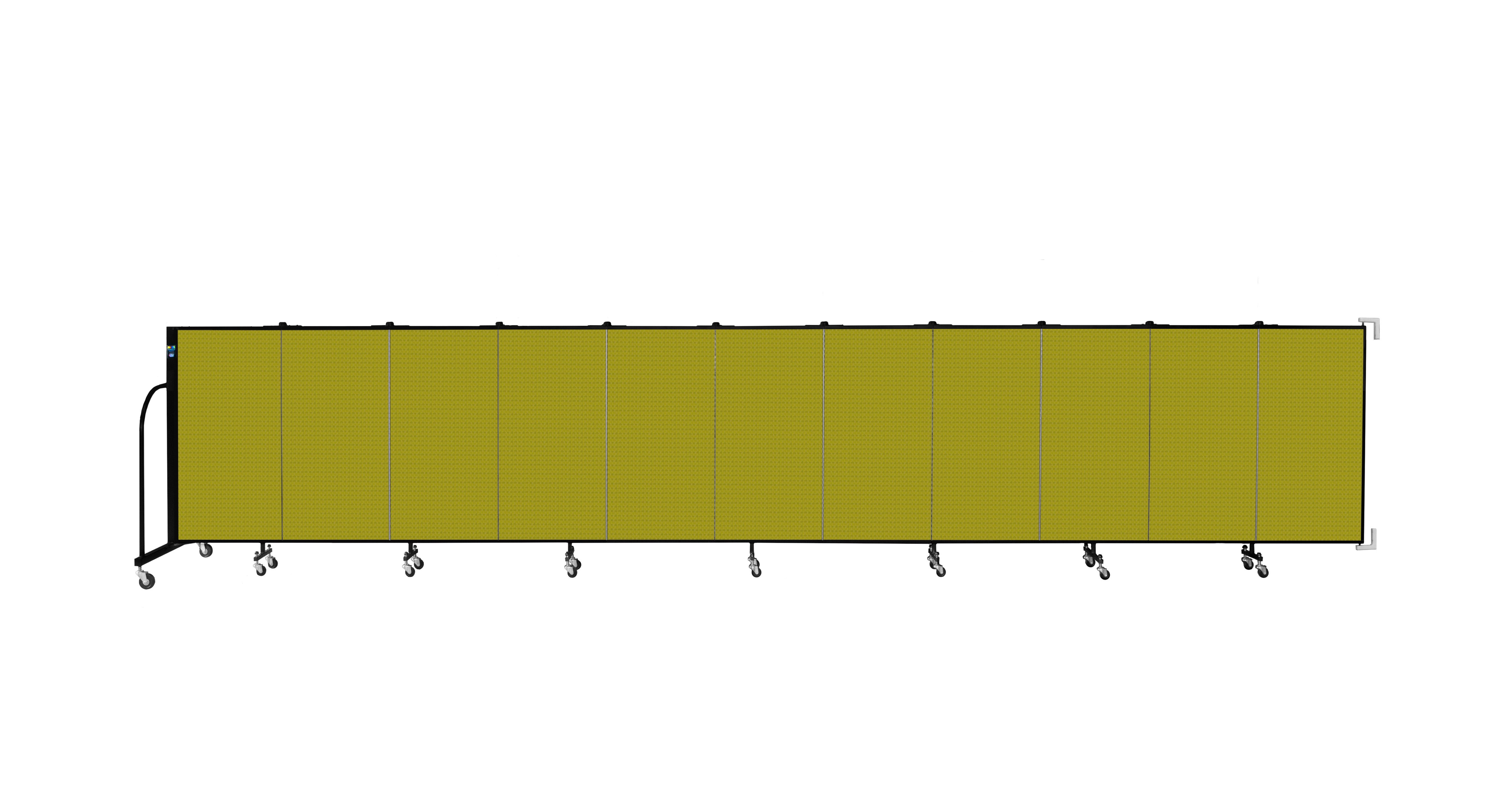 Wallmount Room Divider - 4'H x 20' 2"L - 11 Panel, Apple Green, Fabric
