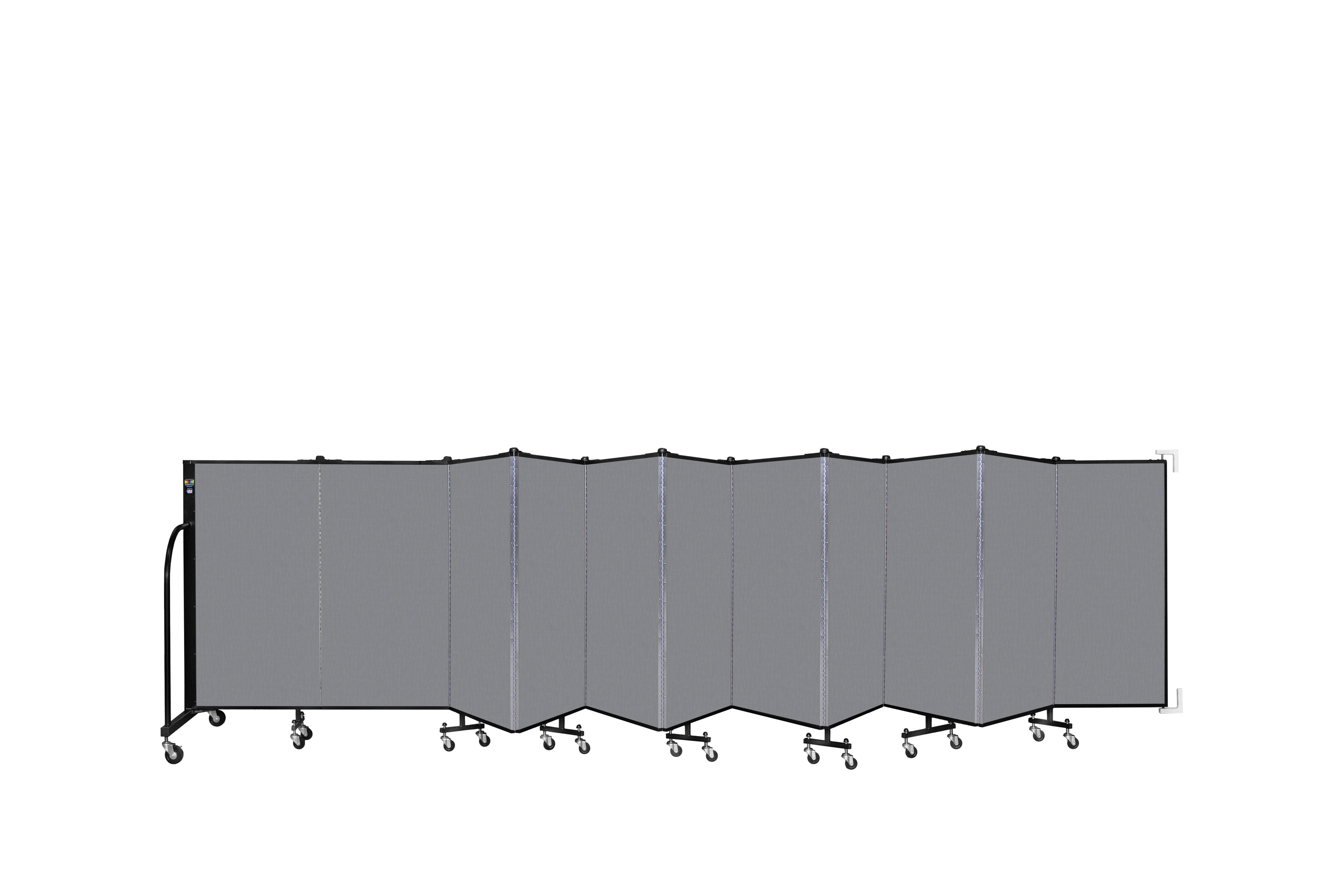 Wallmount Room Divider - 4'H x 20' 2"L - 11 Panel, Stone, Fabric