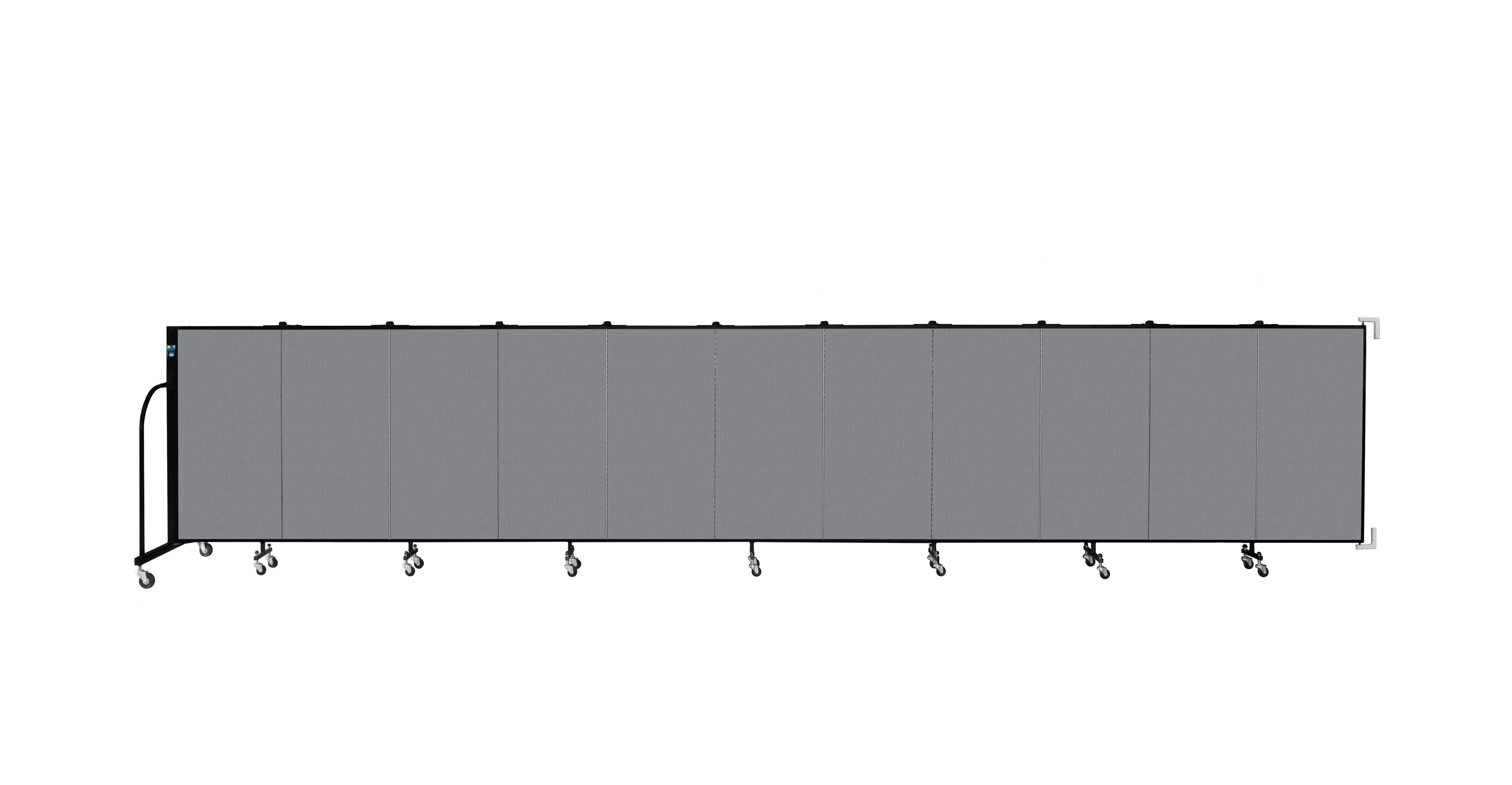 Wallmount Room Divider - 4'H x 20' 2"L - 11 Panel, Stone, Fabric
