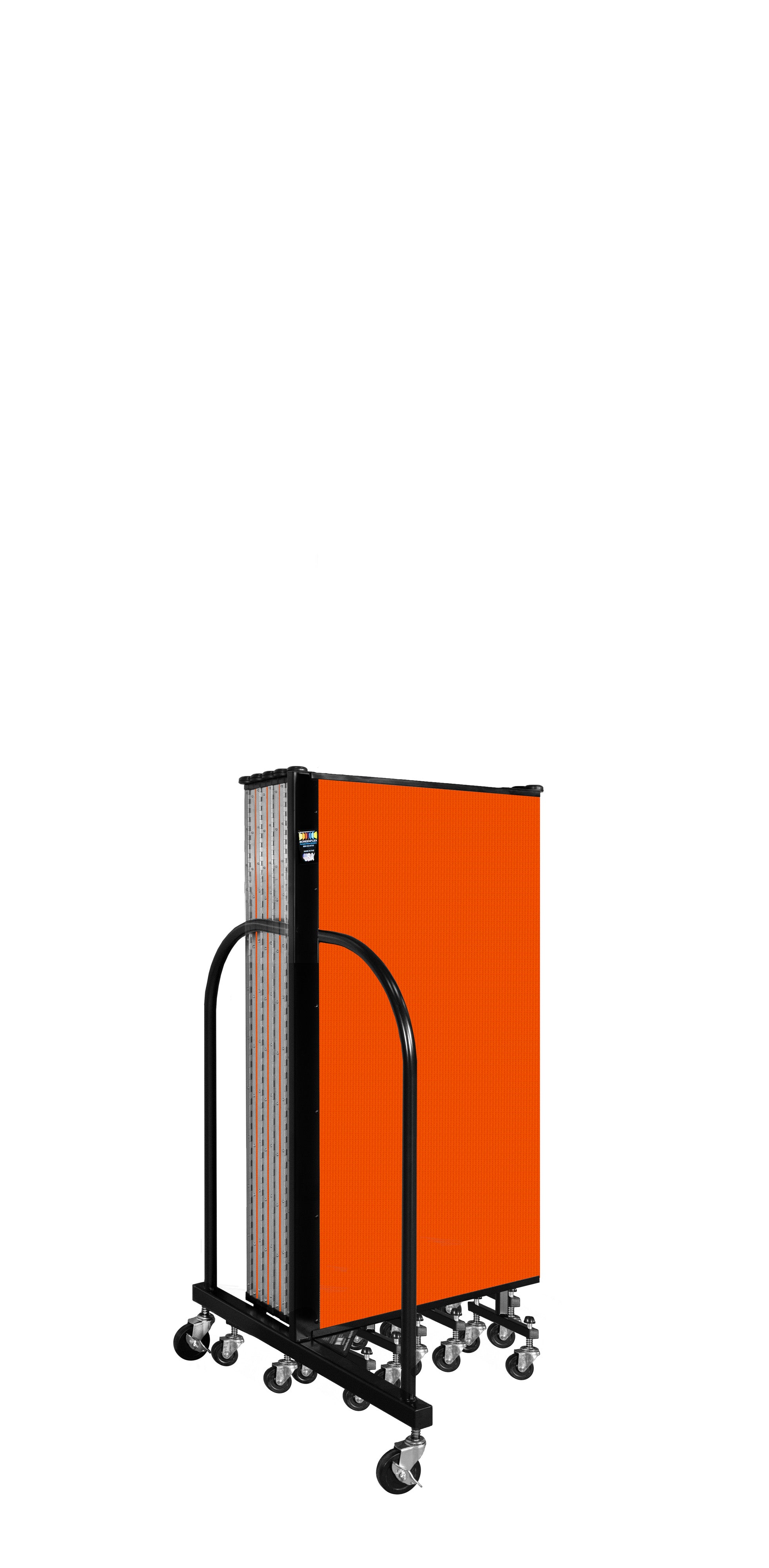 Wallmount Room Divider - 4'H x 20' 2"L - 11 Panel, Orange, Fabric