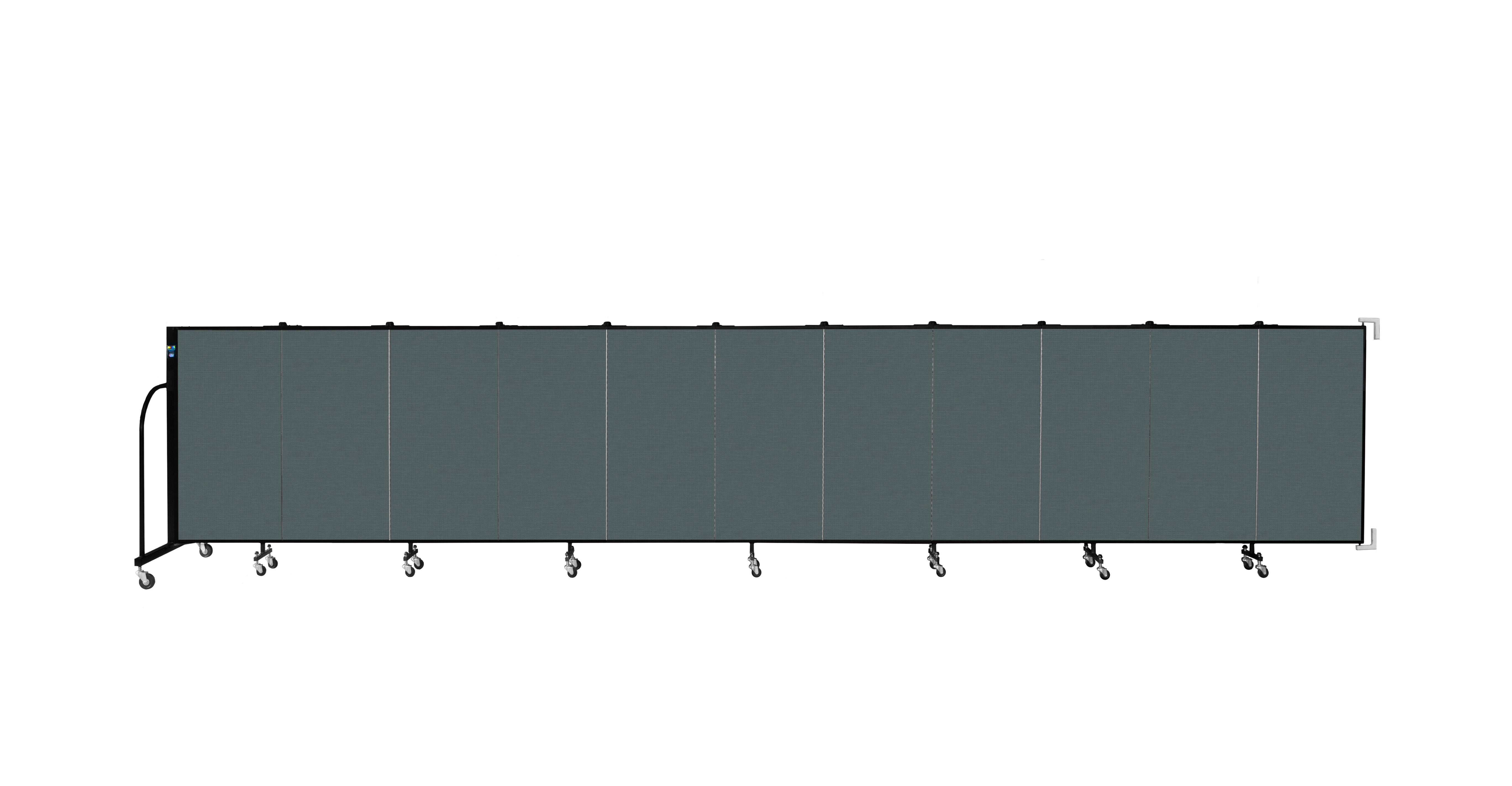 Wallmount Room Divider - 4'H x 20' 2"L - 11 Panel, Mallard, Fabric