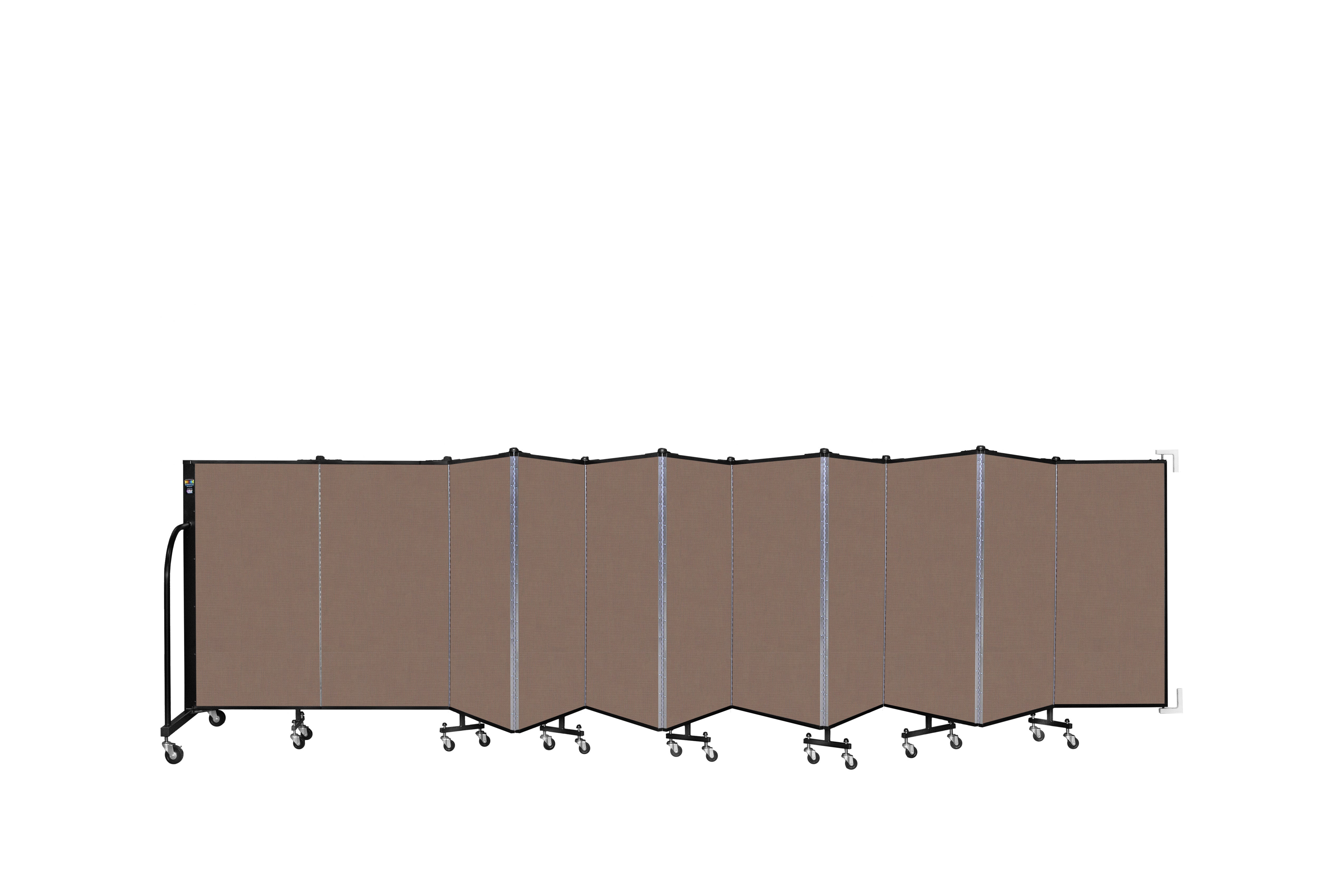 Wallmount Room Divider - 4'H x 20' 2"L - 11 Panel, Walnut, Fabric