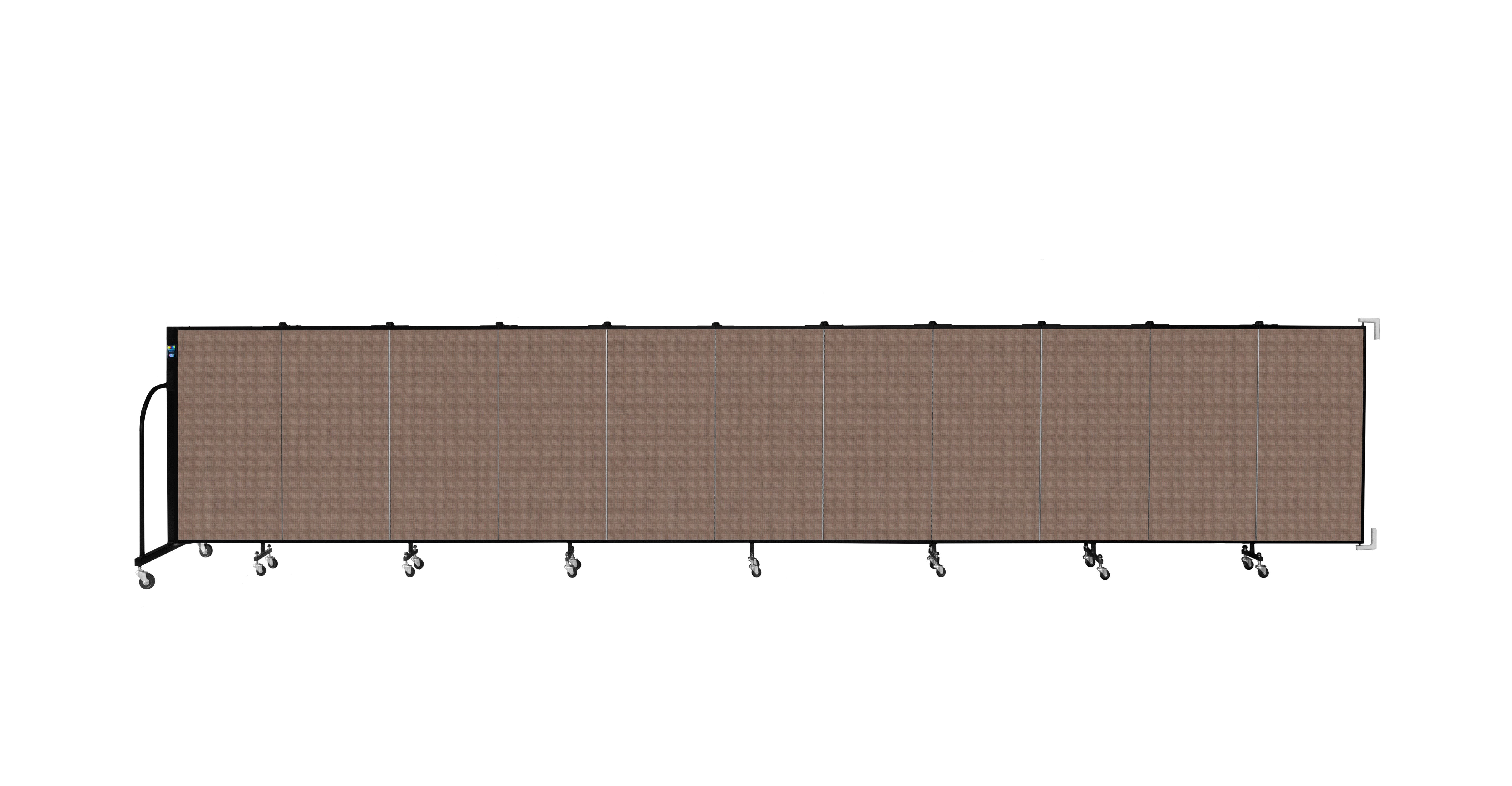 Wallmount Room Divider - 4'H x 20' 2"L - 11 Panel, Walnut, Fabric