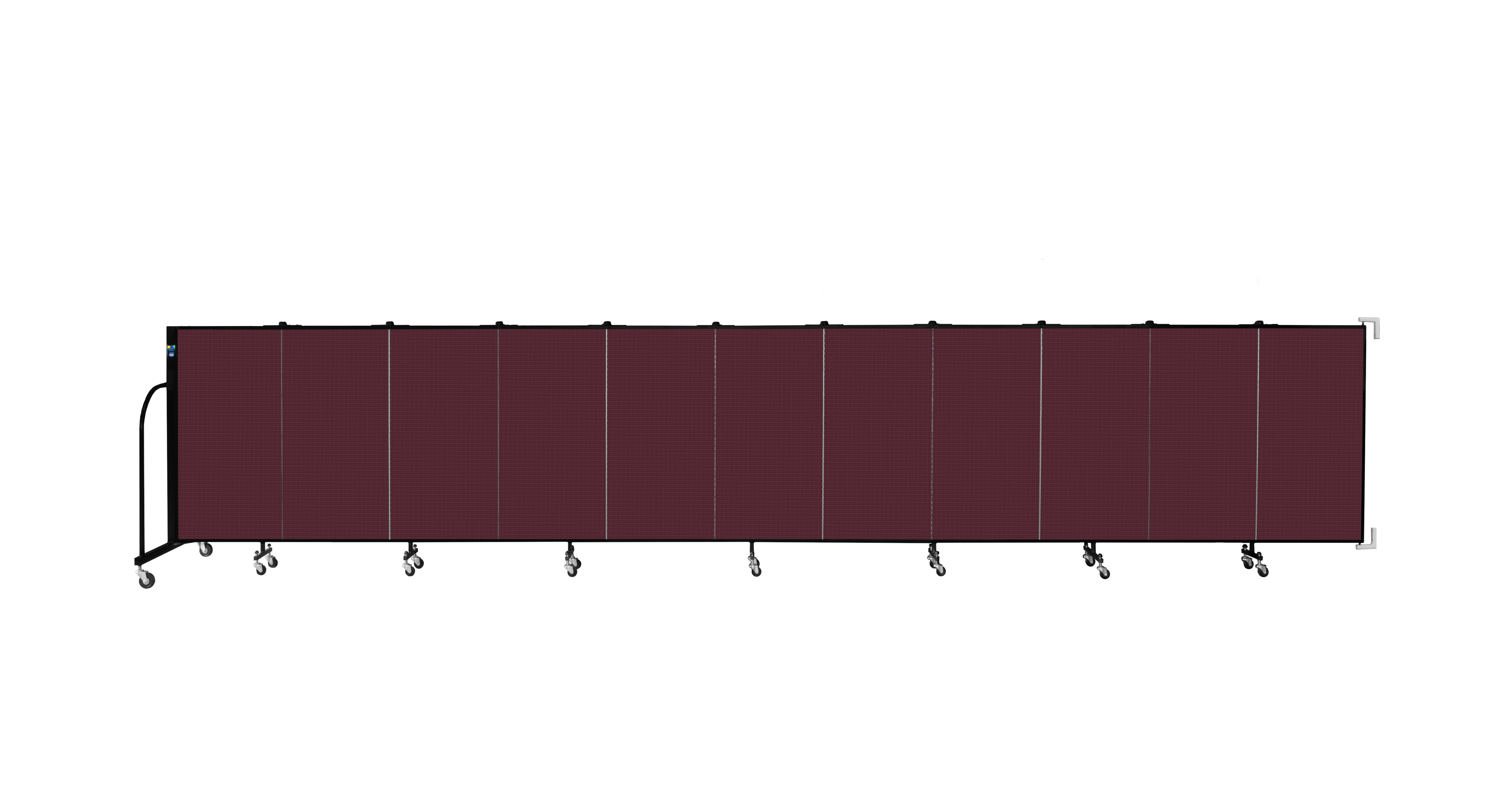 Wallmount Room Divider - 4'H x 20' 2"L - 11 Panel, Purple, Fabric