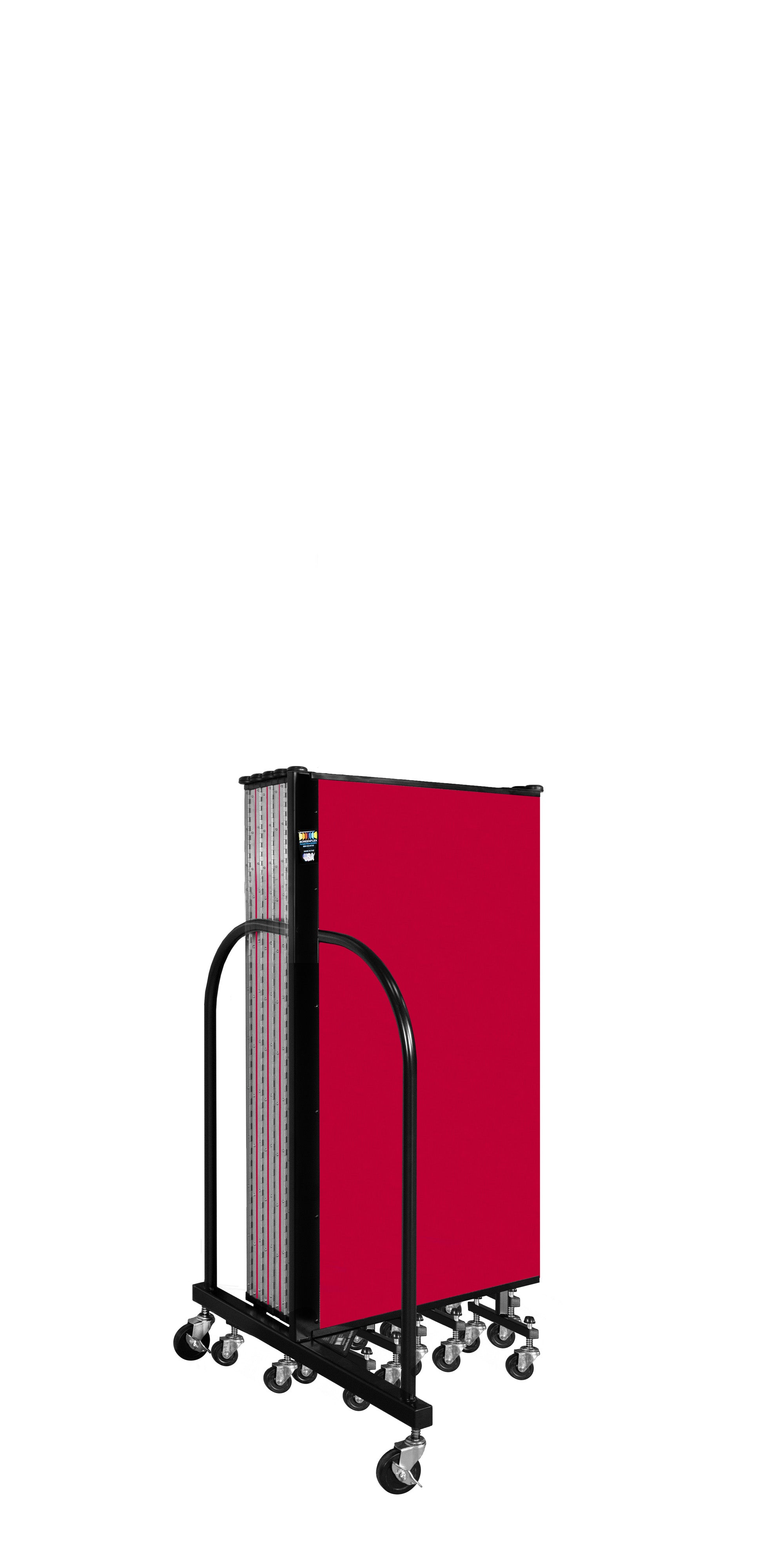 Wallmount Room Divider - 4'H x 20' 2"L - 11 Panel, Primary Red, Fabric