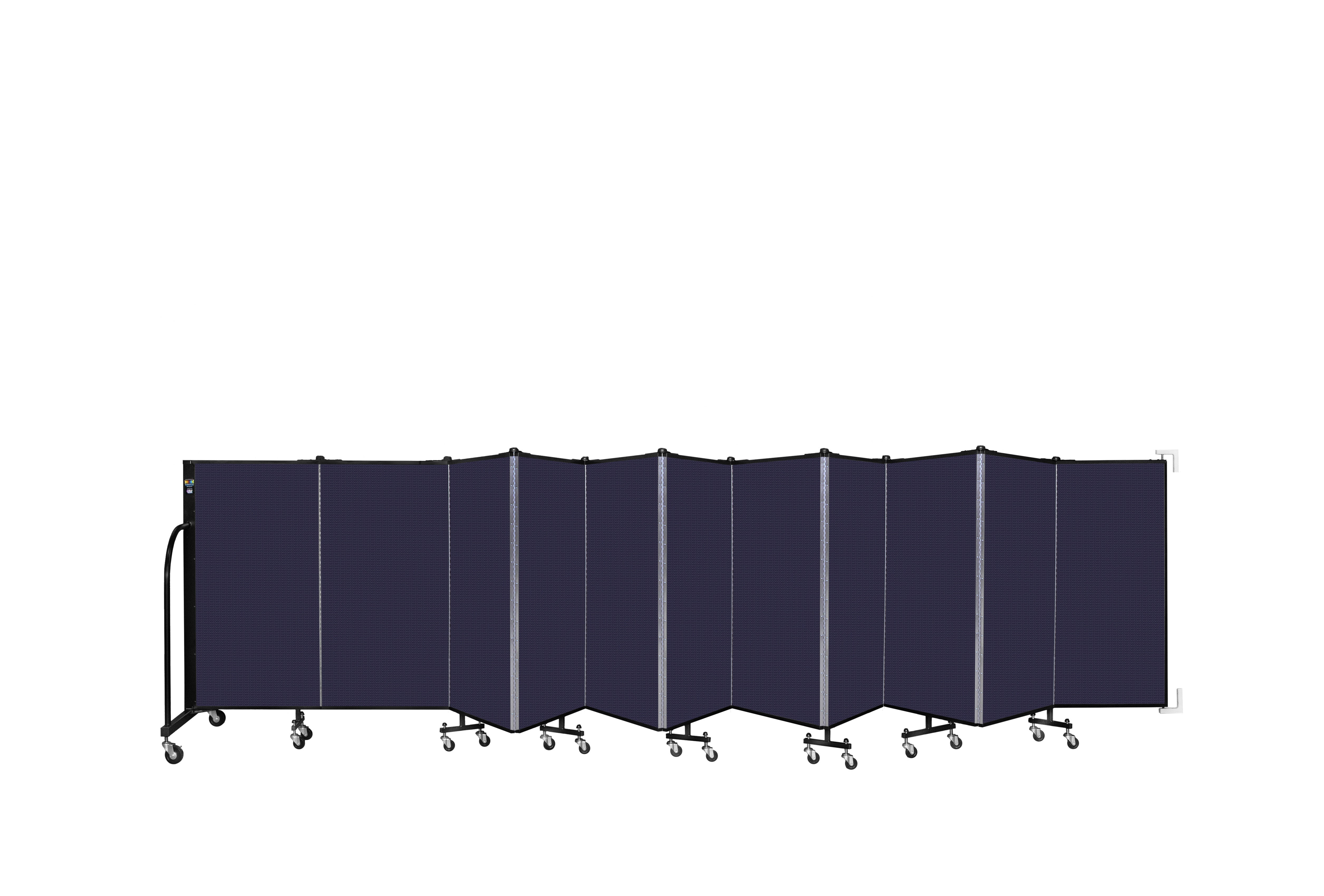 Wallmount Room Divider - 4'H x 20' 2"L - 11 Panel, Navy, Fabric