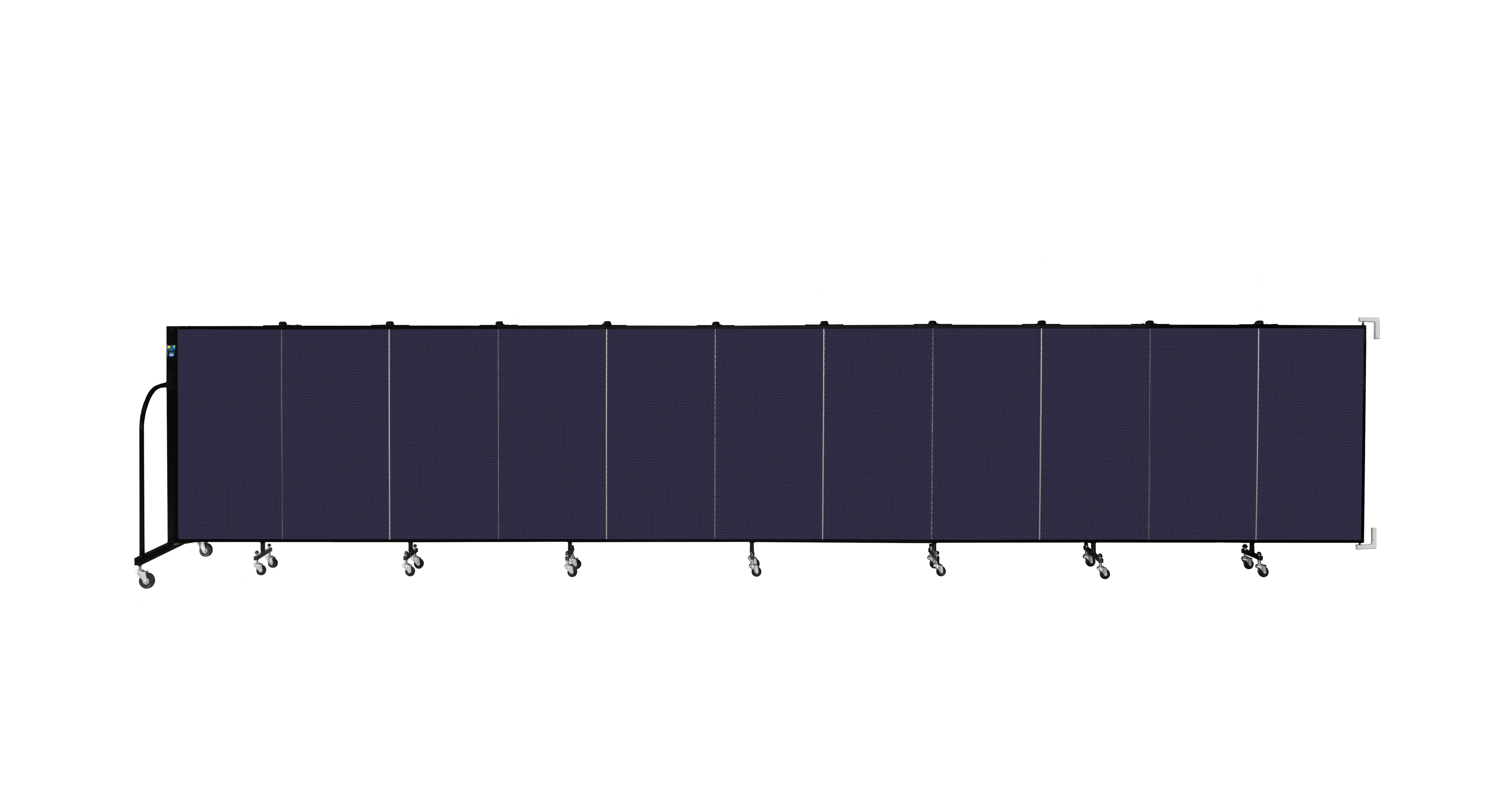 Wallmount Room Divider - 4'H x 20' 2"L - 11 Panel, Navy, Fabric