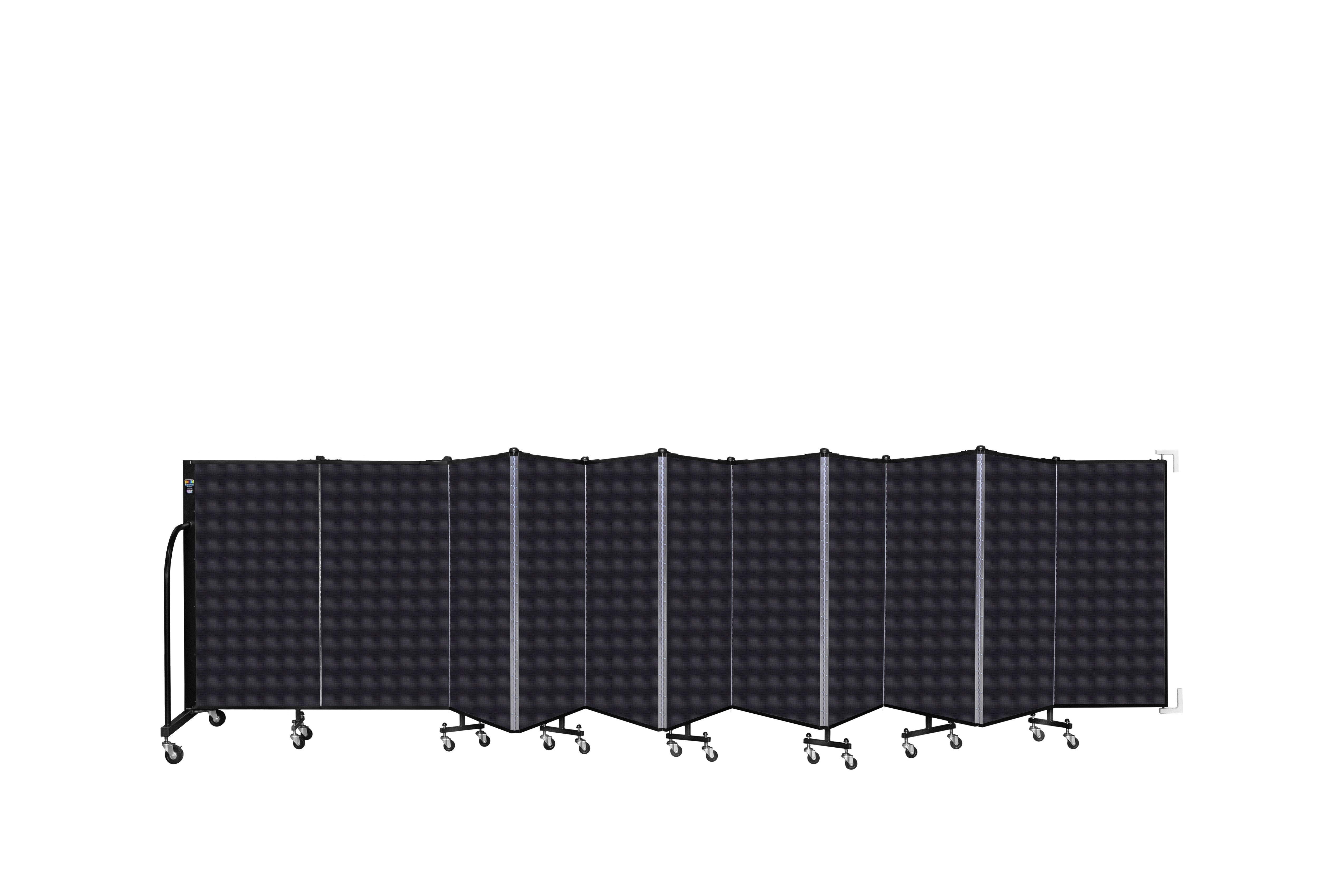 Wallmount Room Divider - 4'H x 20' 2"L - 11 Panel, Black, Fabric