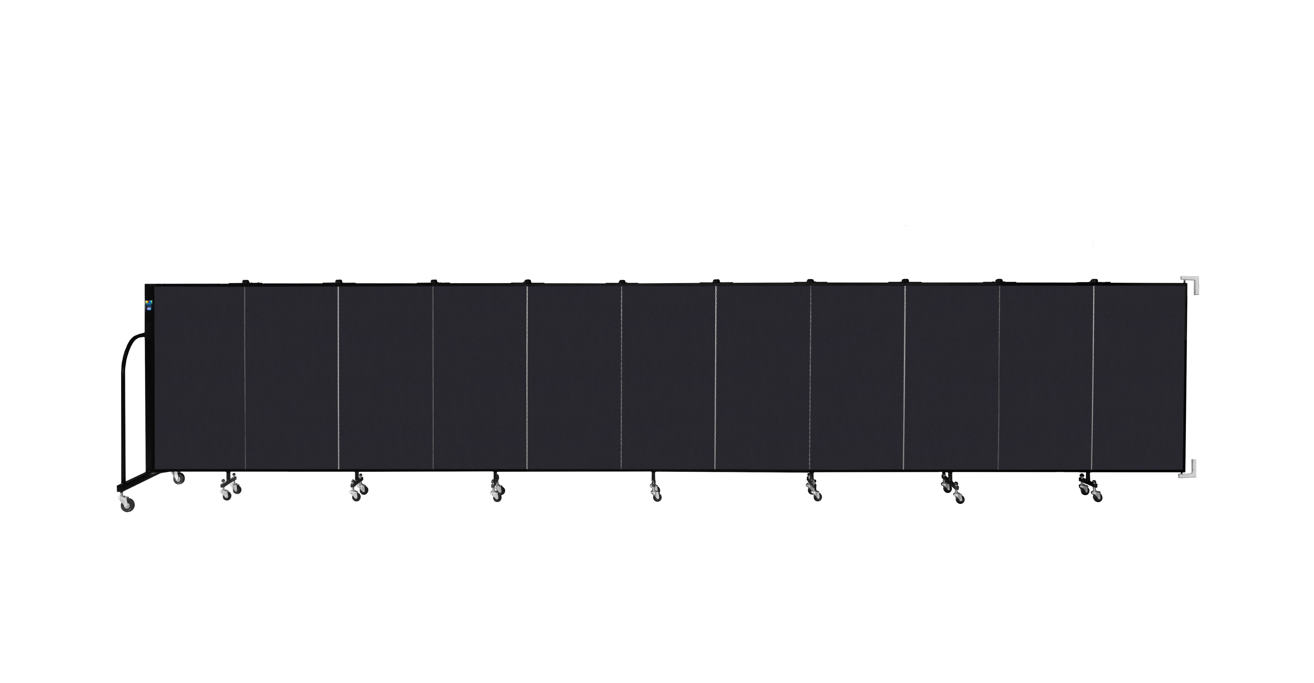 Wallmount Room Divider - 4'H x 20' 2"L - 11 Panel, Black, Fabric