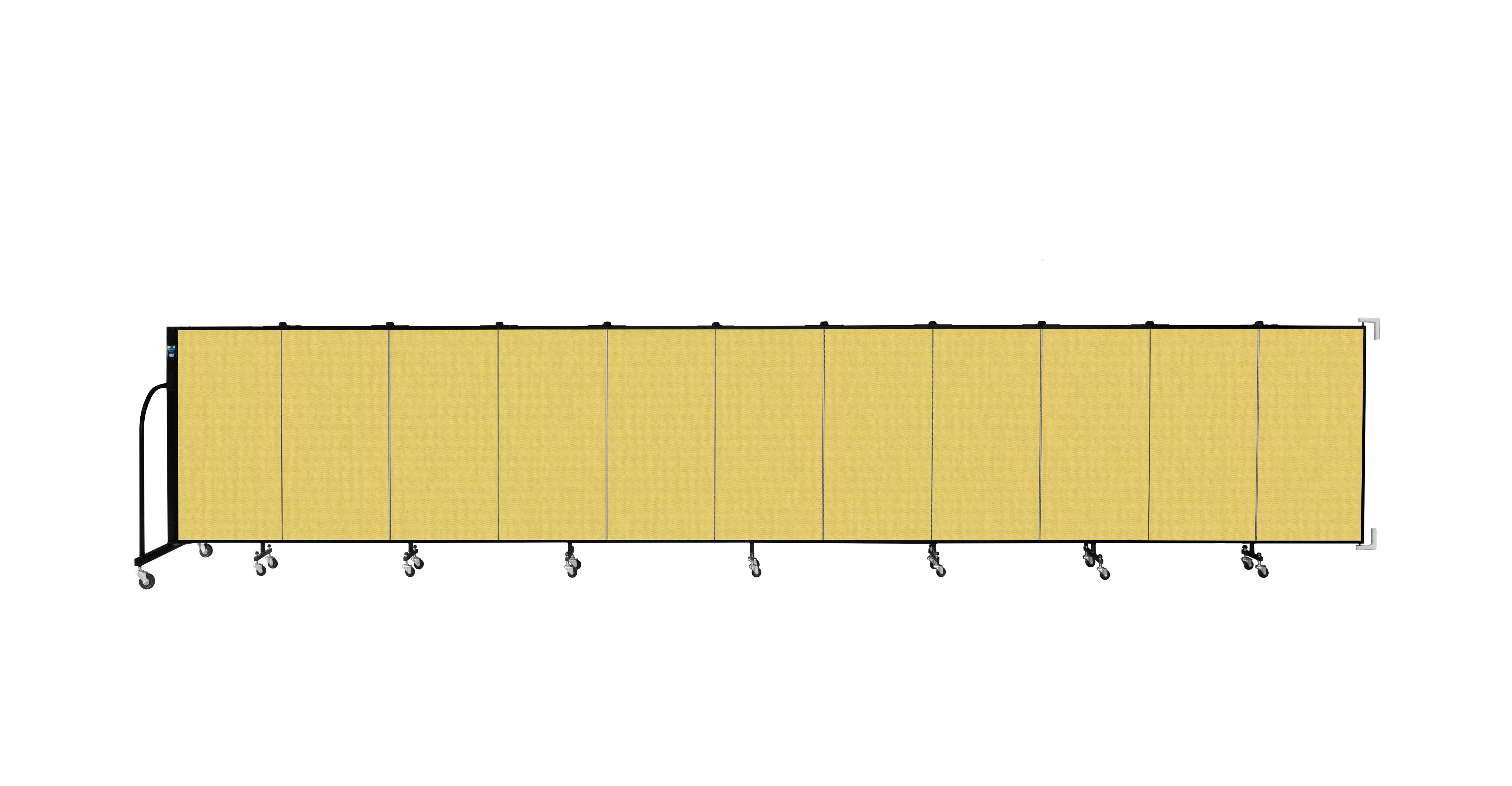 Wallmount Room Divider - 4'H x 20' 2"L - 11 Panel, Primary Yellow, Fabric