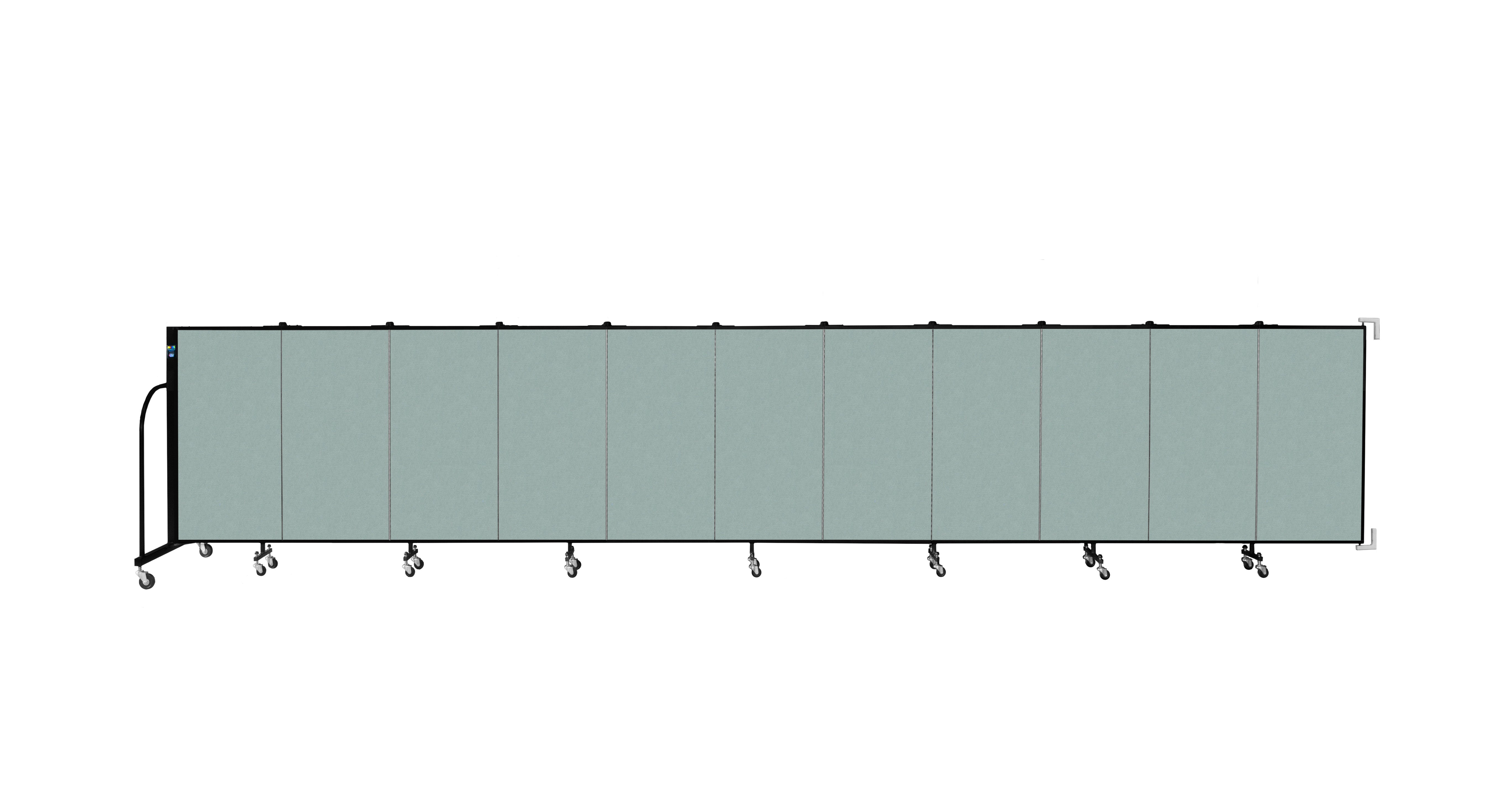Wallmount Room Divider - 4'H x 20' 2"L - 11 Panel, Sea Green, Fabric