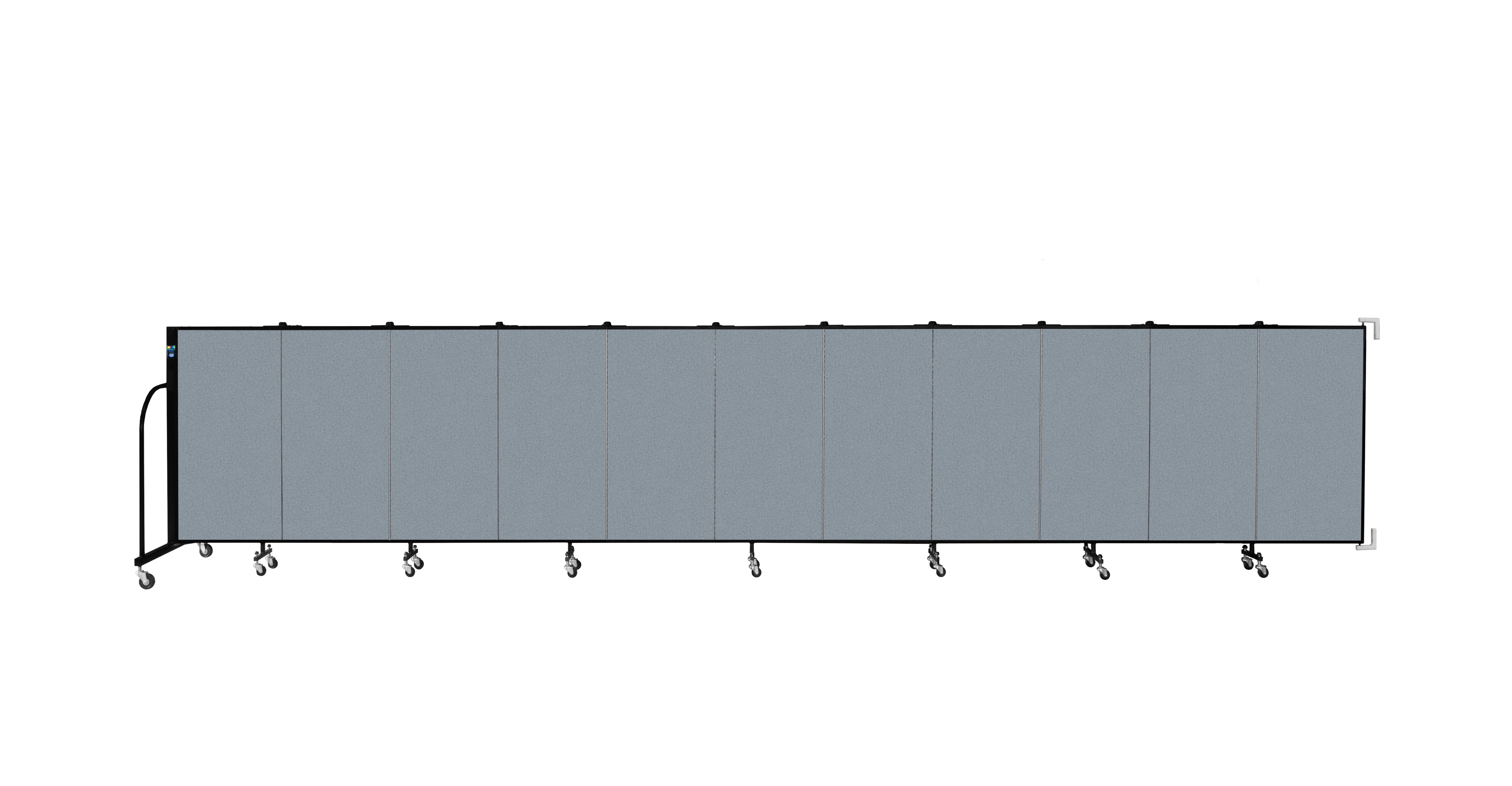 Wallmount Room Divider - 4'H x 20' 2"L - 11 Panel, Blue Tide, Vinyl