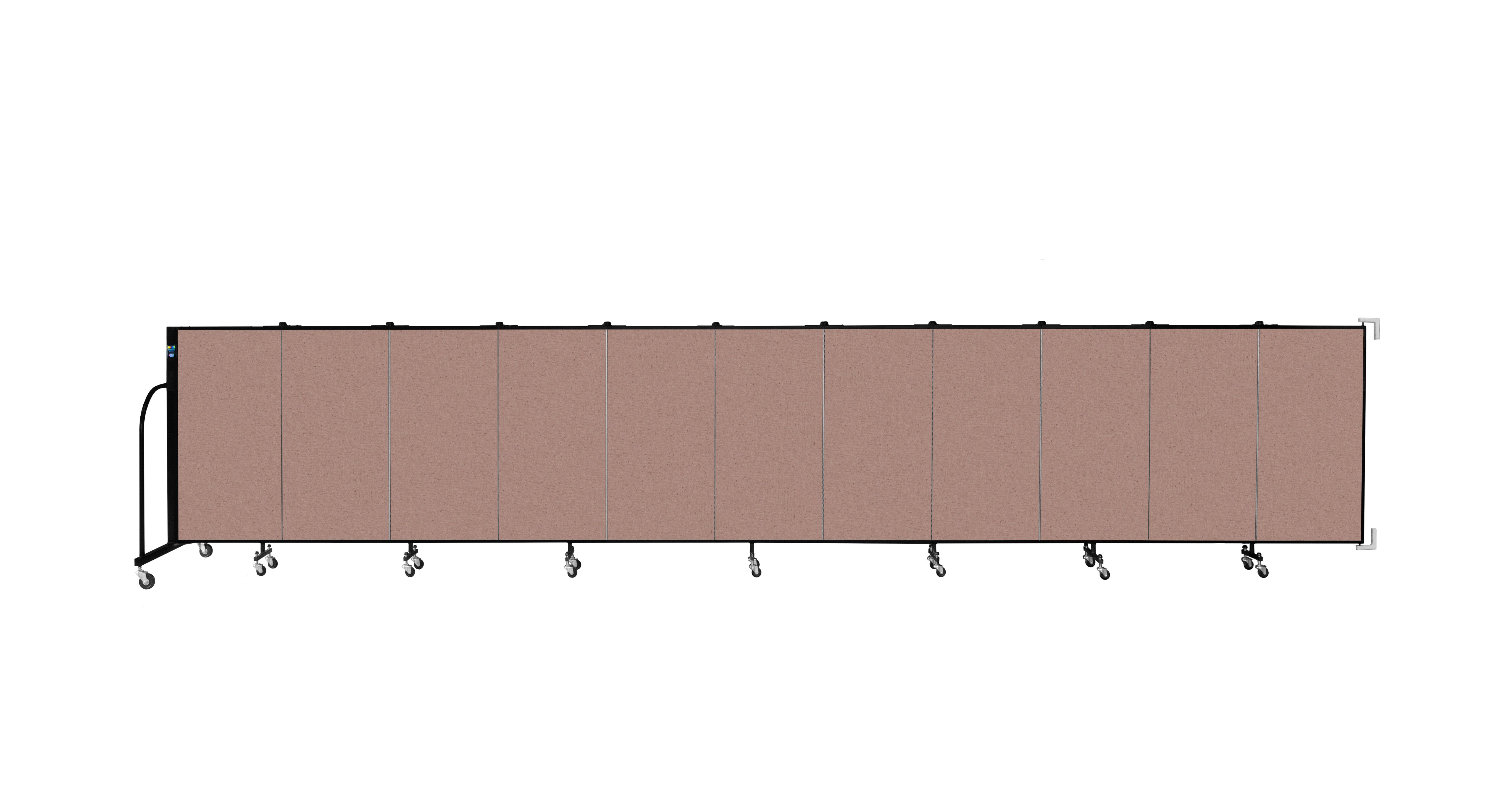 Wallmount Room Divider - 4'H x 20' 2"L - 11 Panel, Rasberry, Vinyl