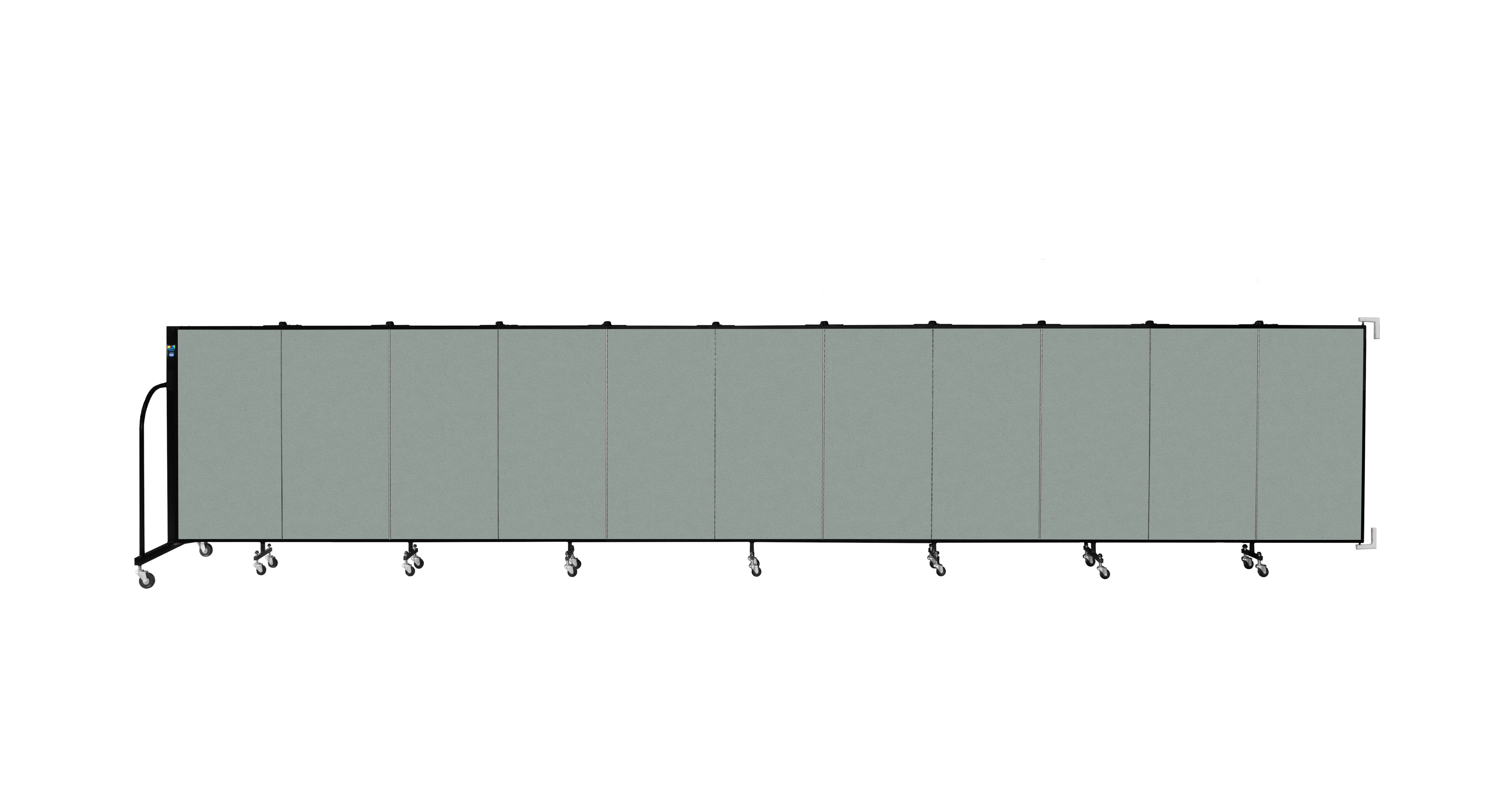 Wallmount Room Divider - 4'H x 20' 2"L - 11 Panel, Mint, Vinyl