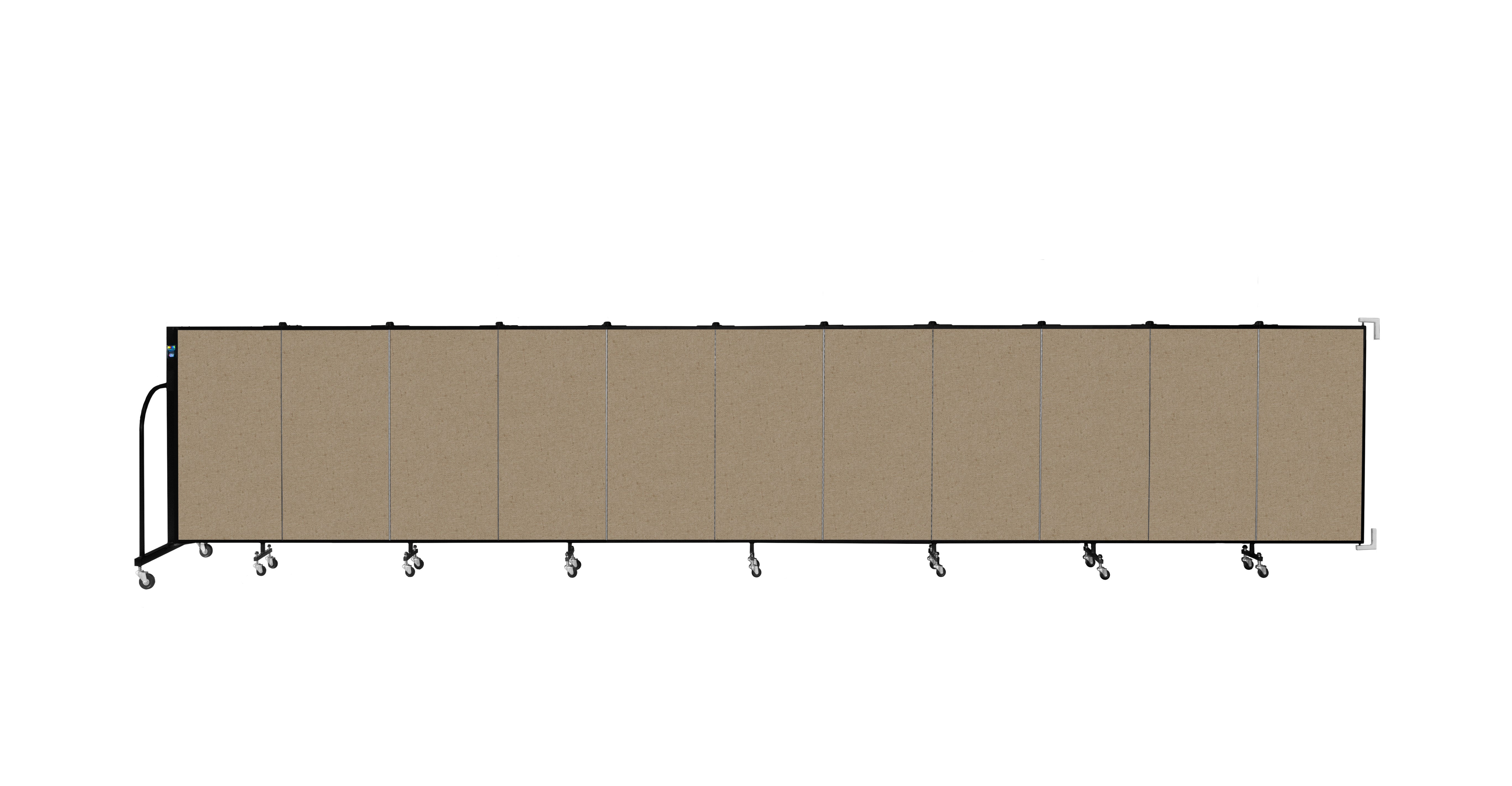 Wallmount Room Divider - 4'H x 20' 2"L - 11 Panel, Sandalwood, Vinyl