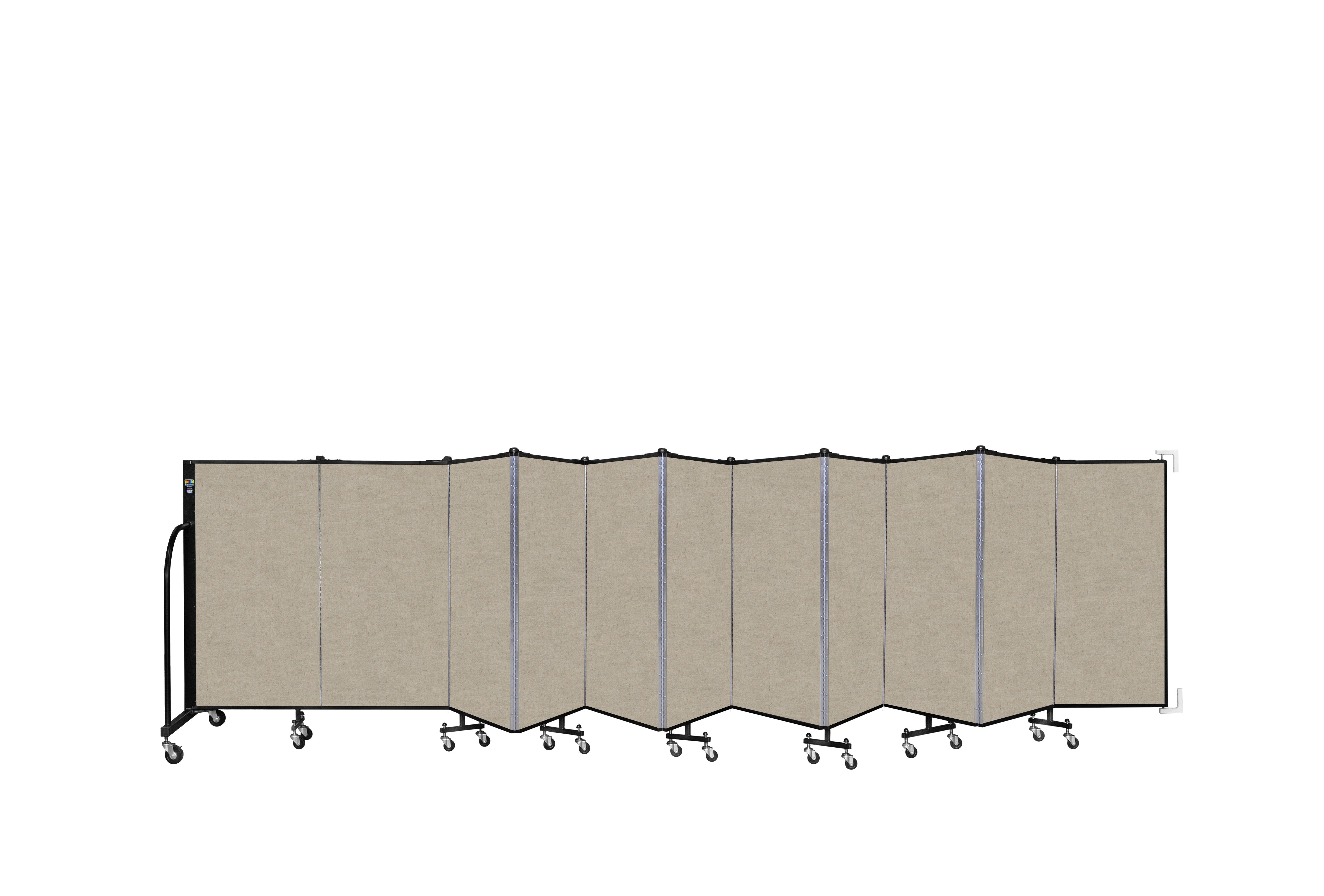 Wallmount Room Divider - 4'H x 20' 2"L - 11 Panel, Hazelnut, Vinyl