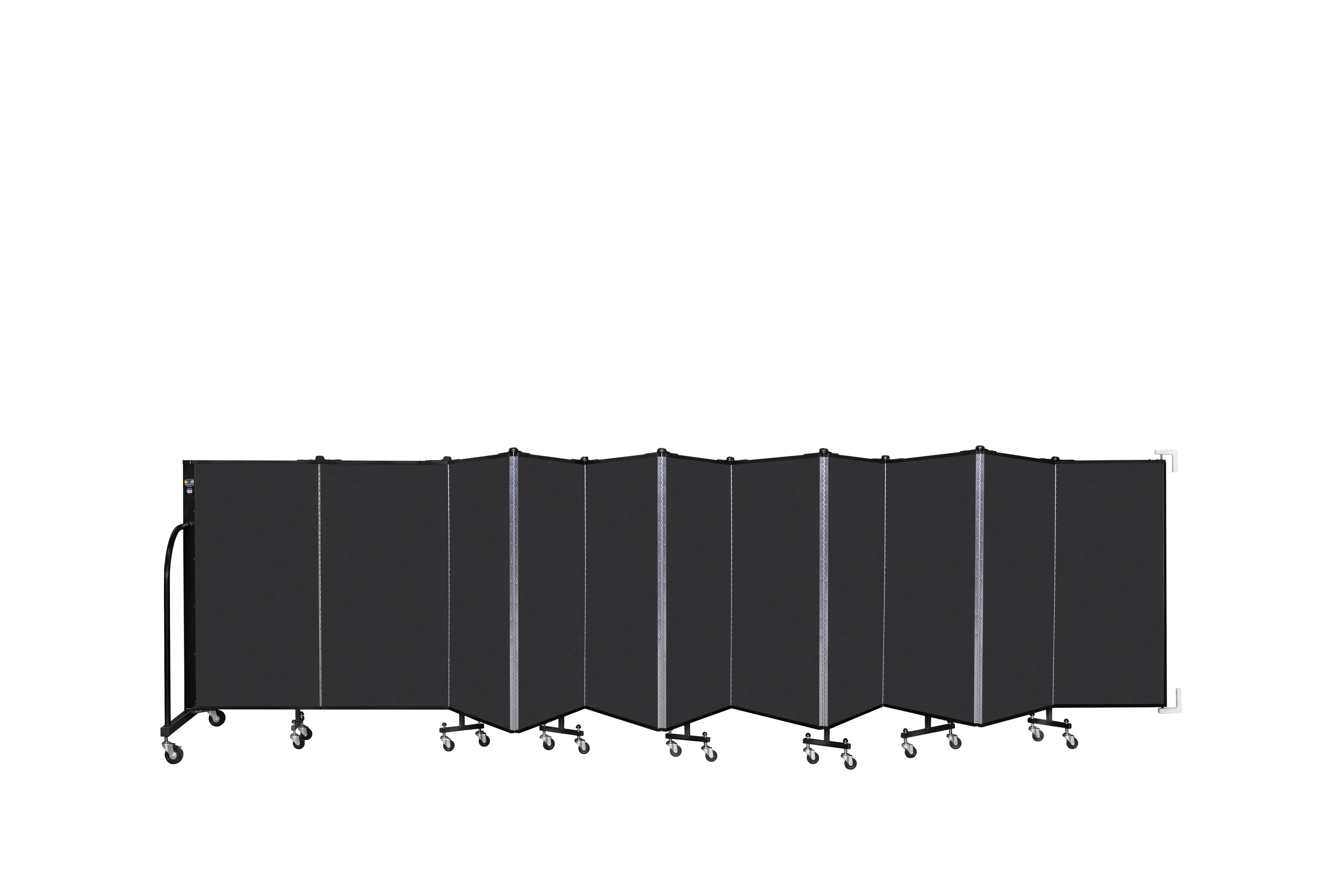 Wallmount Room Divider - 4'H x 20' 2"L - 11 Panel, Coal, Vinyl