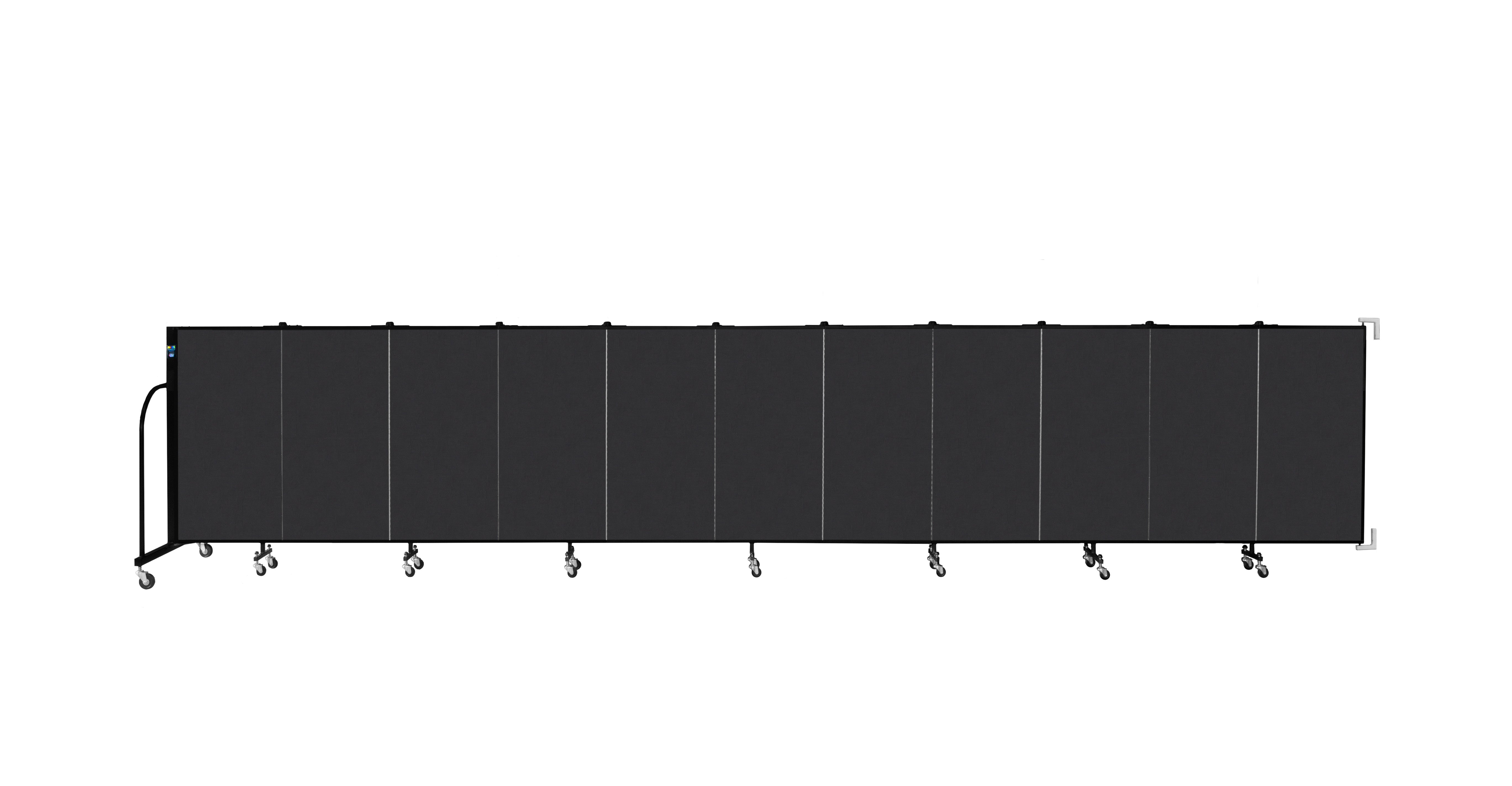Wallmount Room Divider - 4'H x 20' 2"L - 11 Panel, Coal, Vinyl
