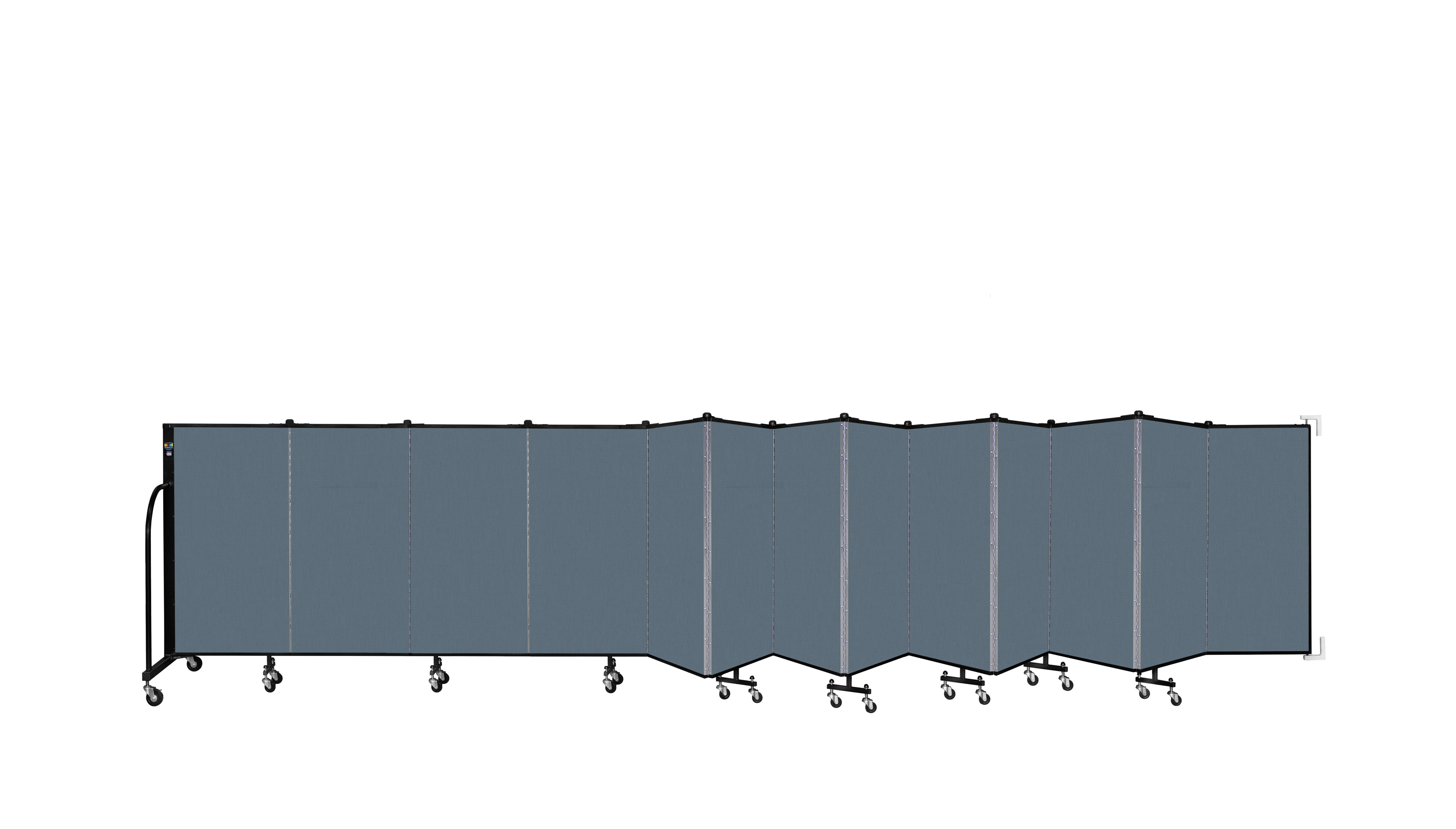 Wallmount Room Divider - 4'H x 23' 10" - 13 Panel, Lake, Fabric