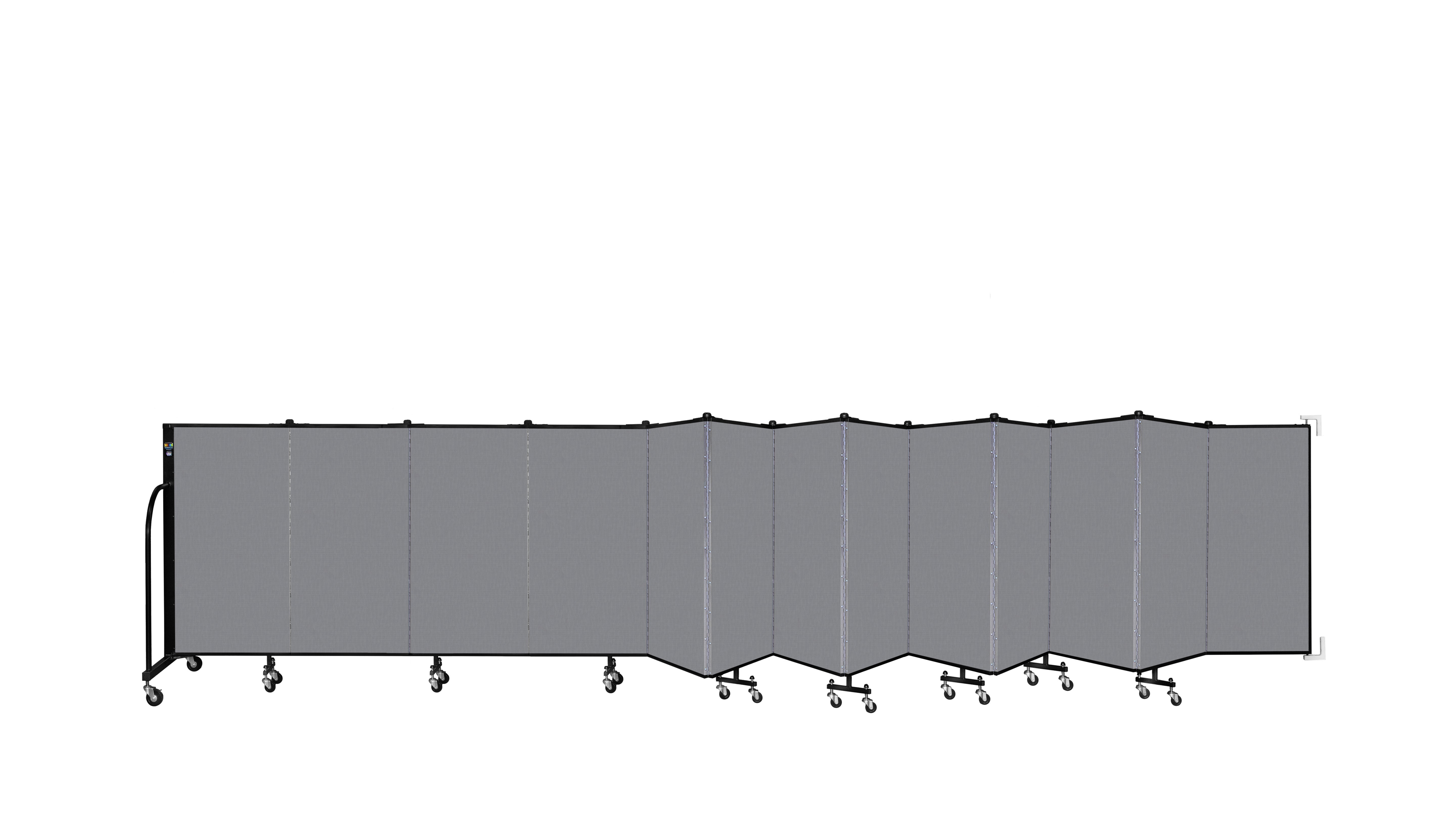 Wallmount Room Divider - 4'H x 23' 10" - 13 Panel, Stone, Fabric