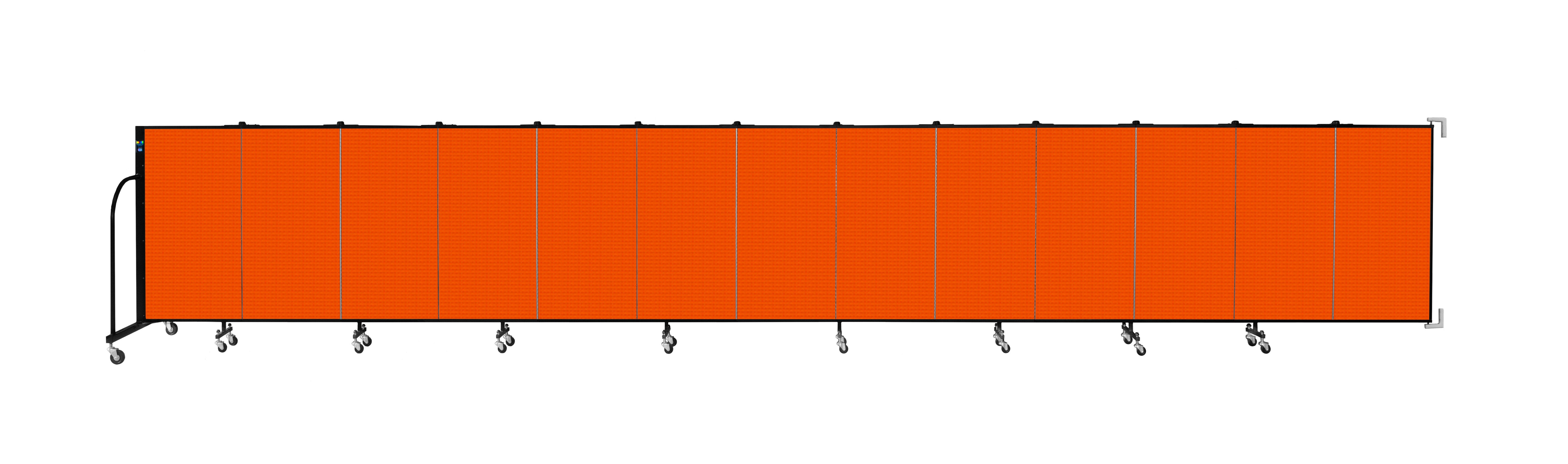Wallmount Room Divider - 4'H x 23' 10" - 13 Panel, Orange, Fabric