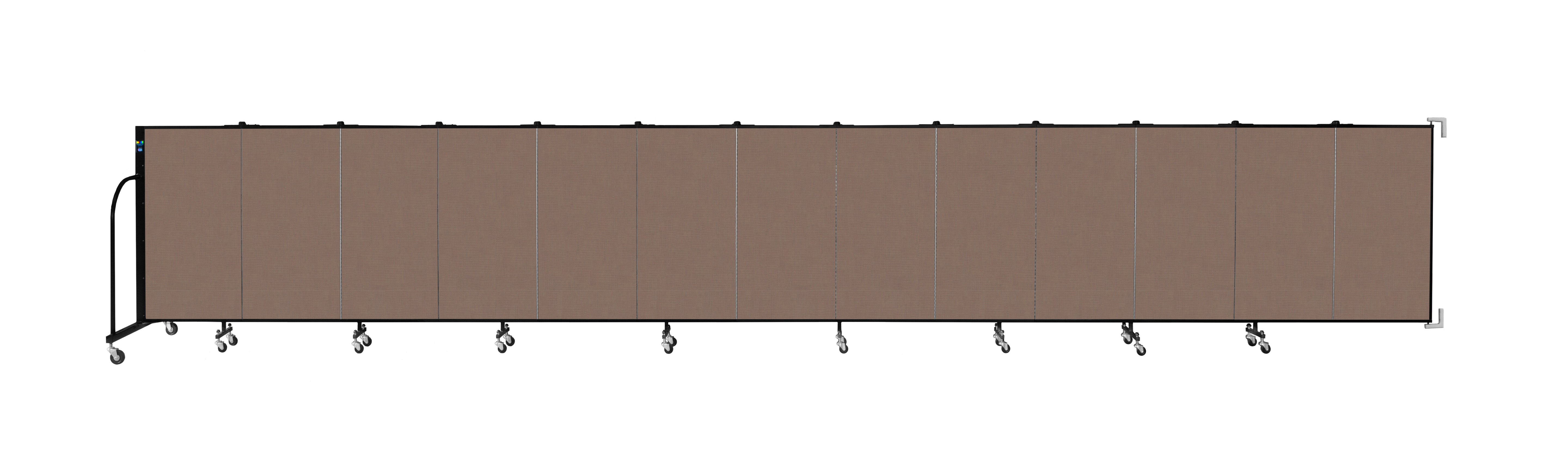 Wallmount Room Divider - 4'H x 23' 10" - 13 Panel, Walnut, Fabric