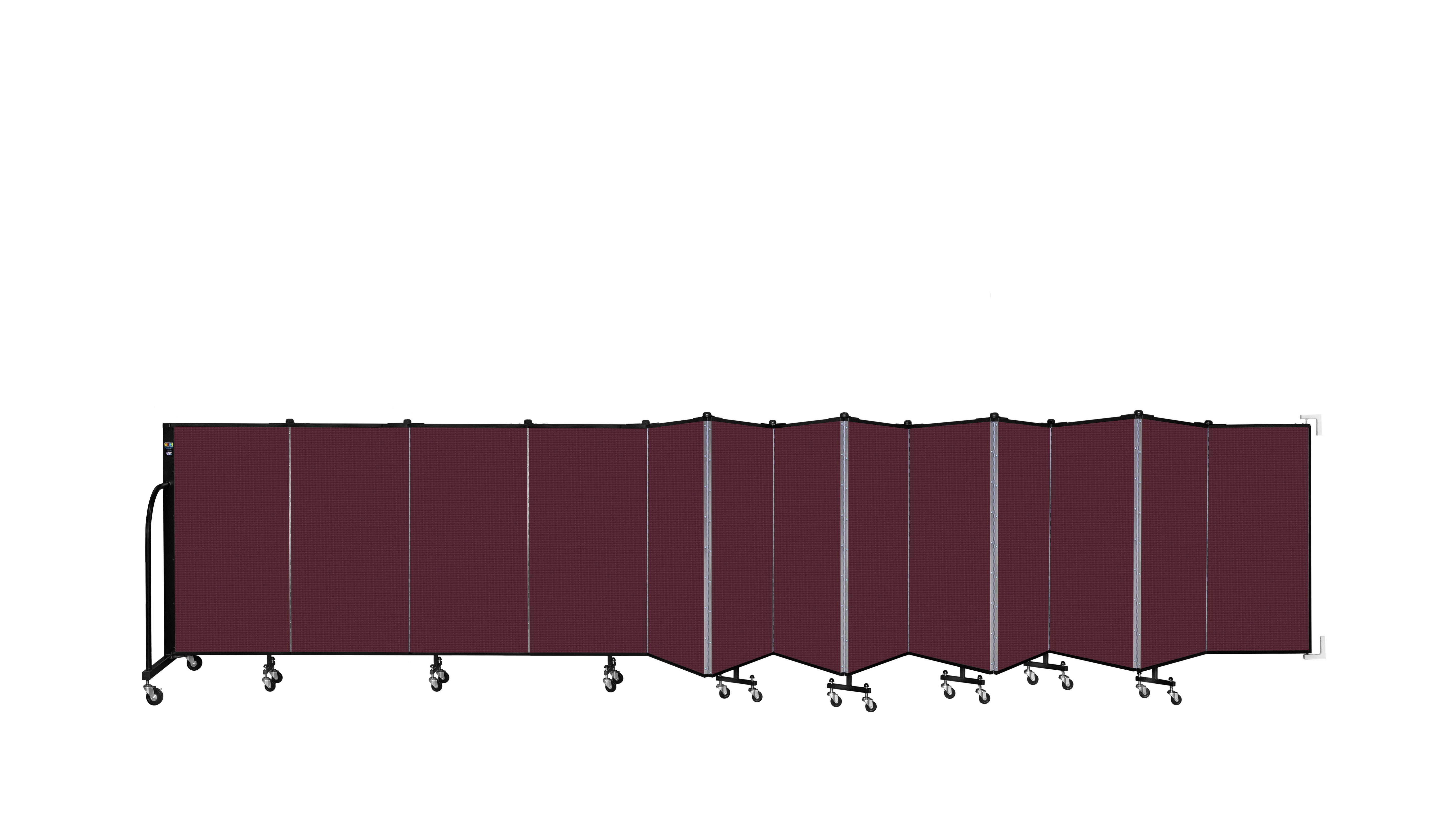 Wallmount Room Divider - 4'H x 23' 10" - 13 Panel, Purple, Fabric