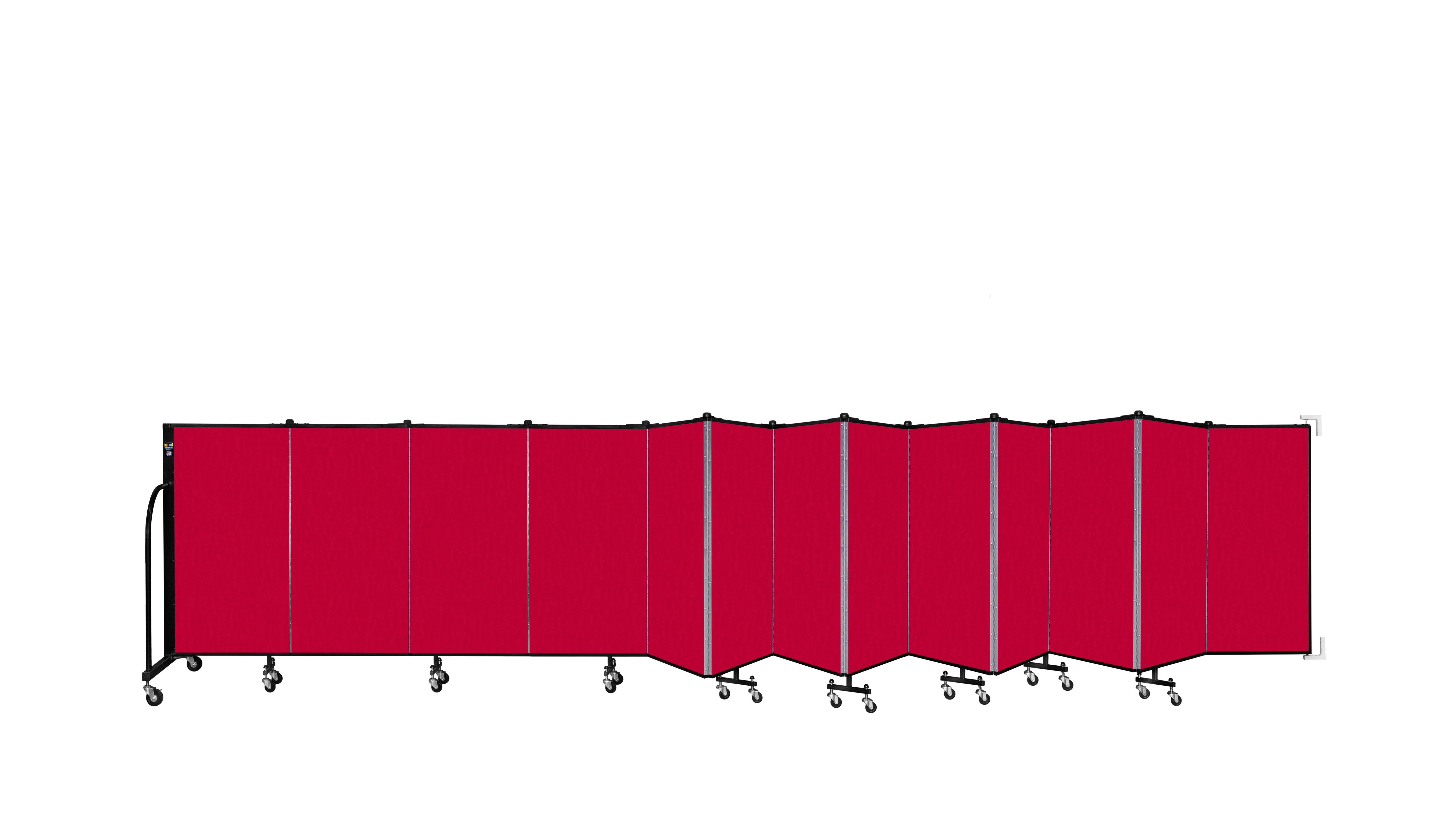 Wallmount Room Divider - 4'H x 23' 10" - 13 Panel, Primary Red, Fabric