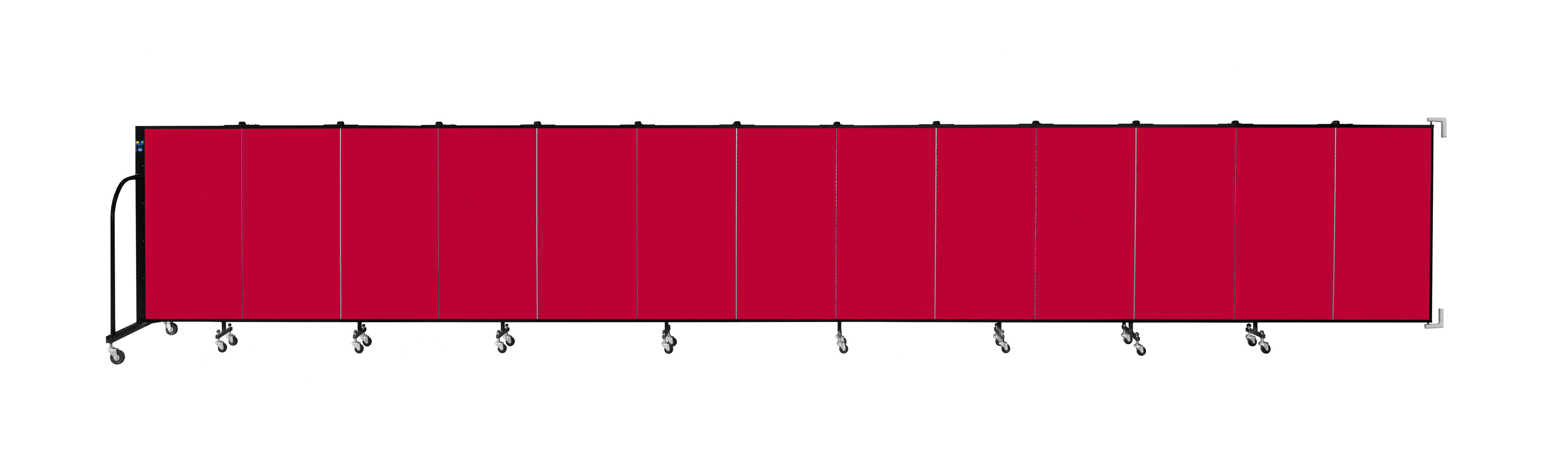 Wallmount Room Divider - 4'H x 23' 10" - 13 Panel, Primary Red, Fabric