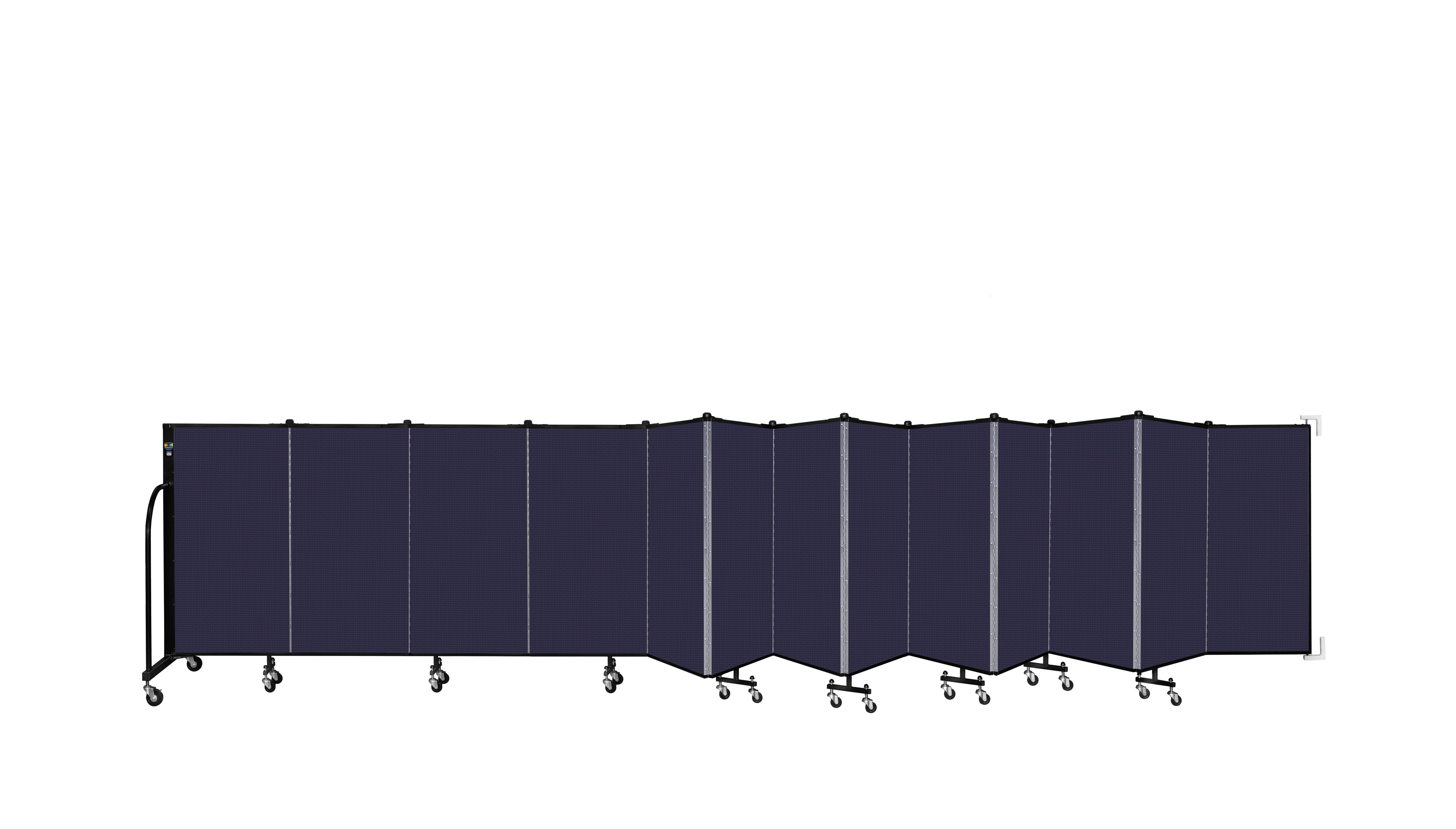 Wallmount Room Divider - 4'H x 23' 10" - 13 Panel, Navy, Fabric