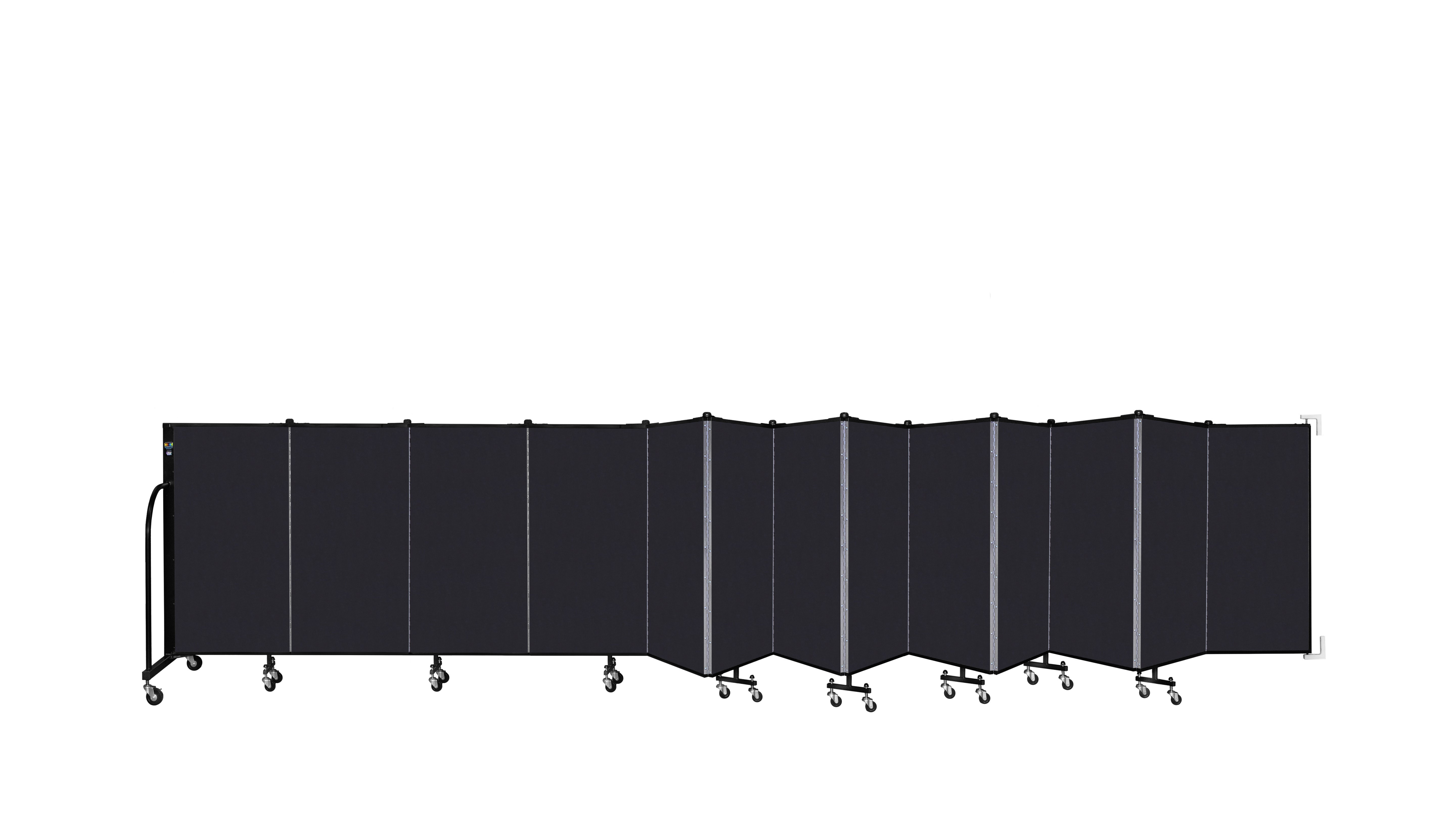 Wallmount Room Divider - 4'H x 23' 10" - 13 Panel, Black, Fabric