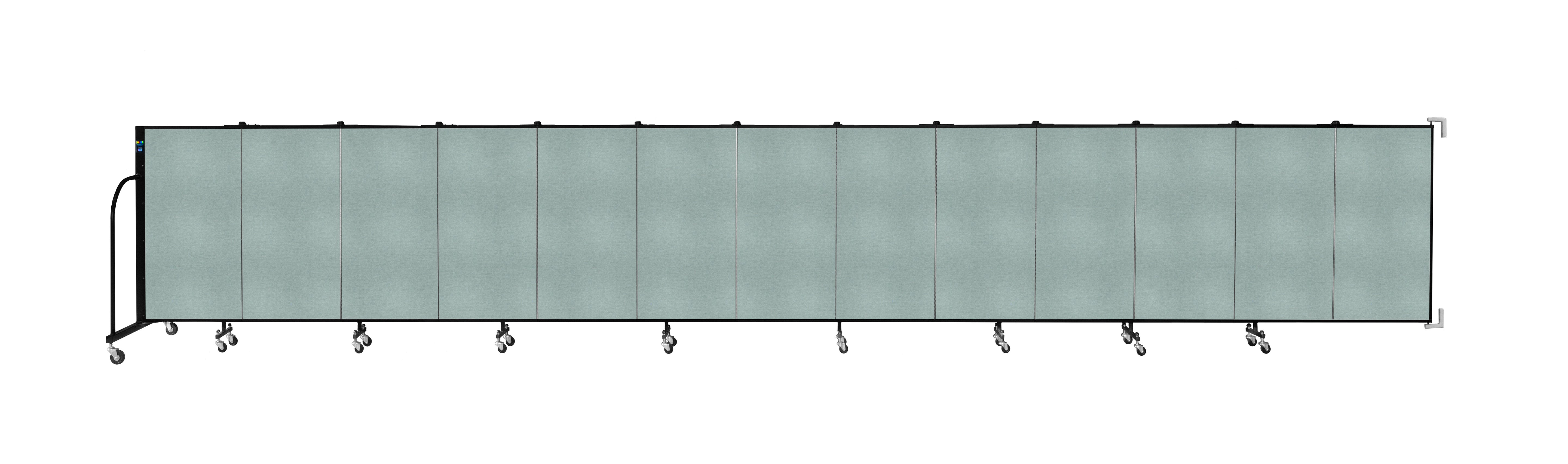 Wallmount Room Divider - 4'H x 23' 10" - 13 Panel, Sea Green, Fabric