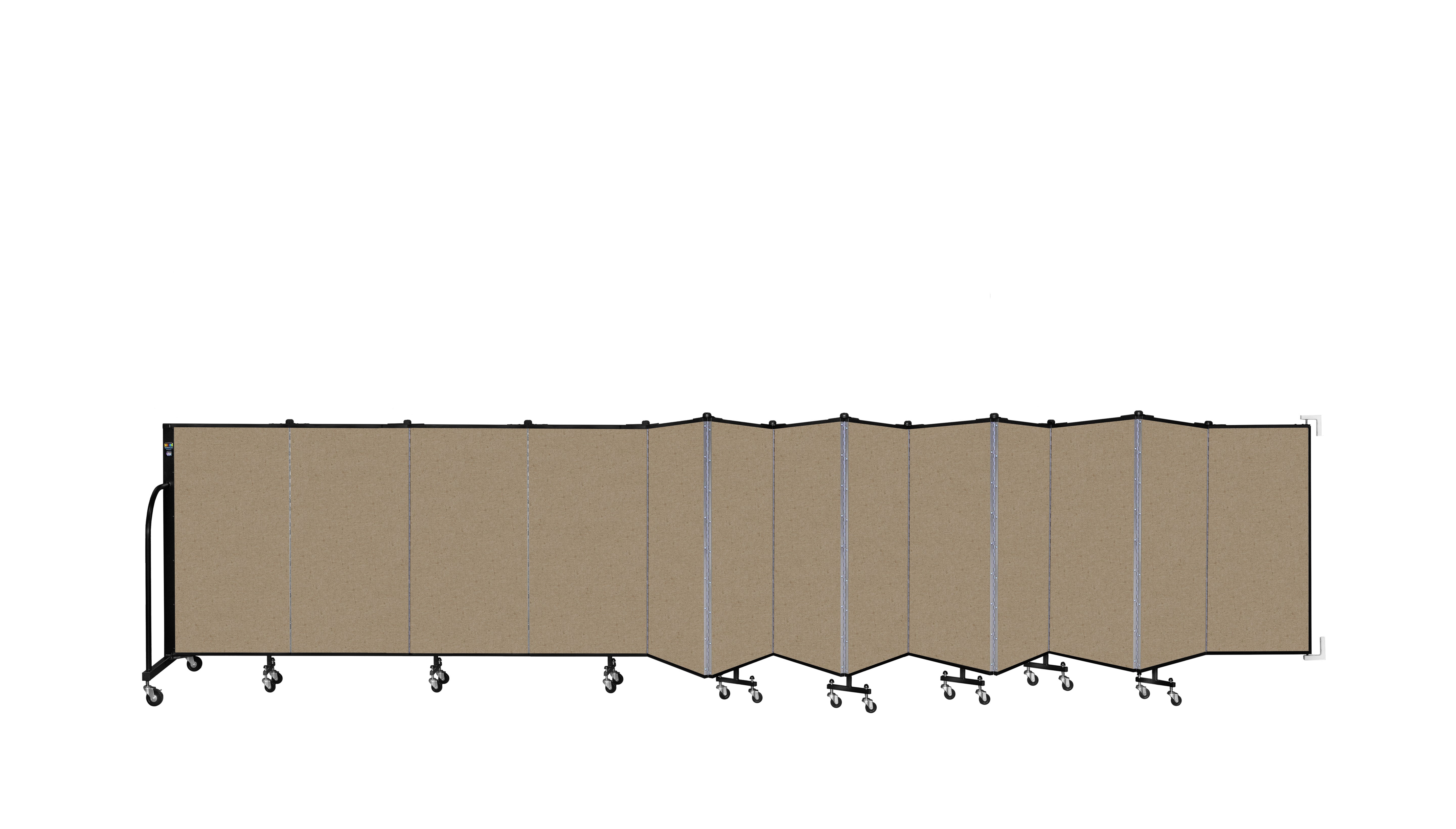 Wallmount Room Divider - 4'H x 23' 10" - 13 Panel, Sandalwood, Vinyl