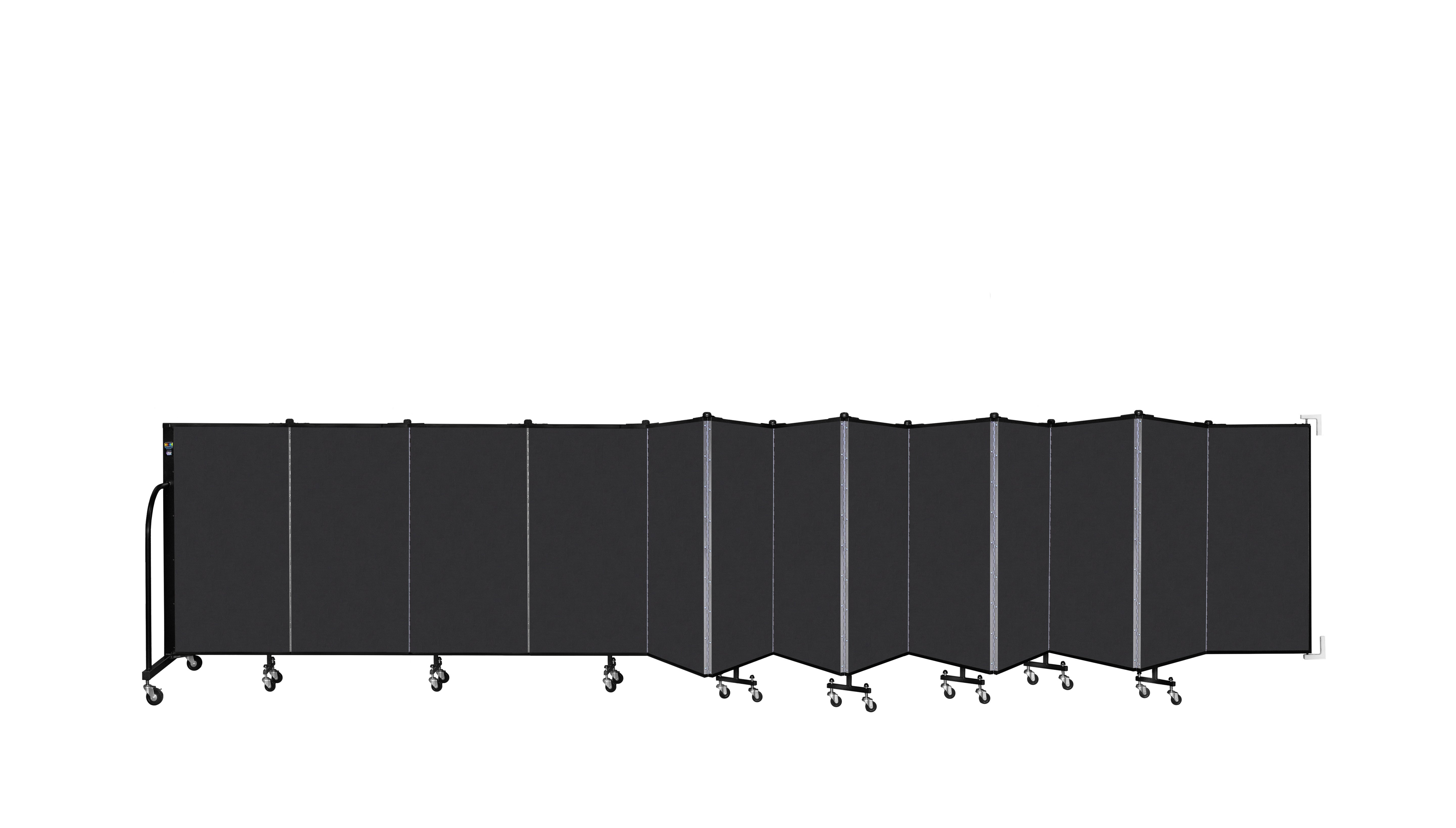 Wallmount Room Divider - 4'H x 23' 10" - 13 Panel, Coal, Vinyl
