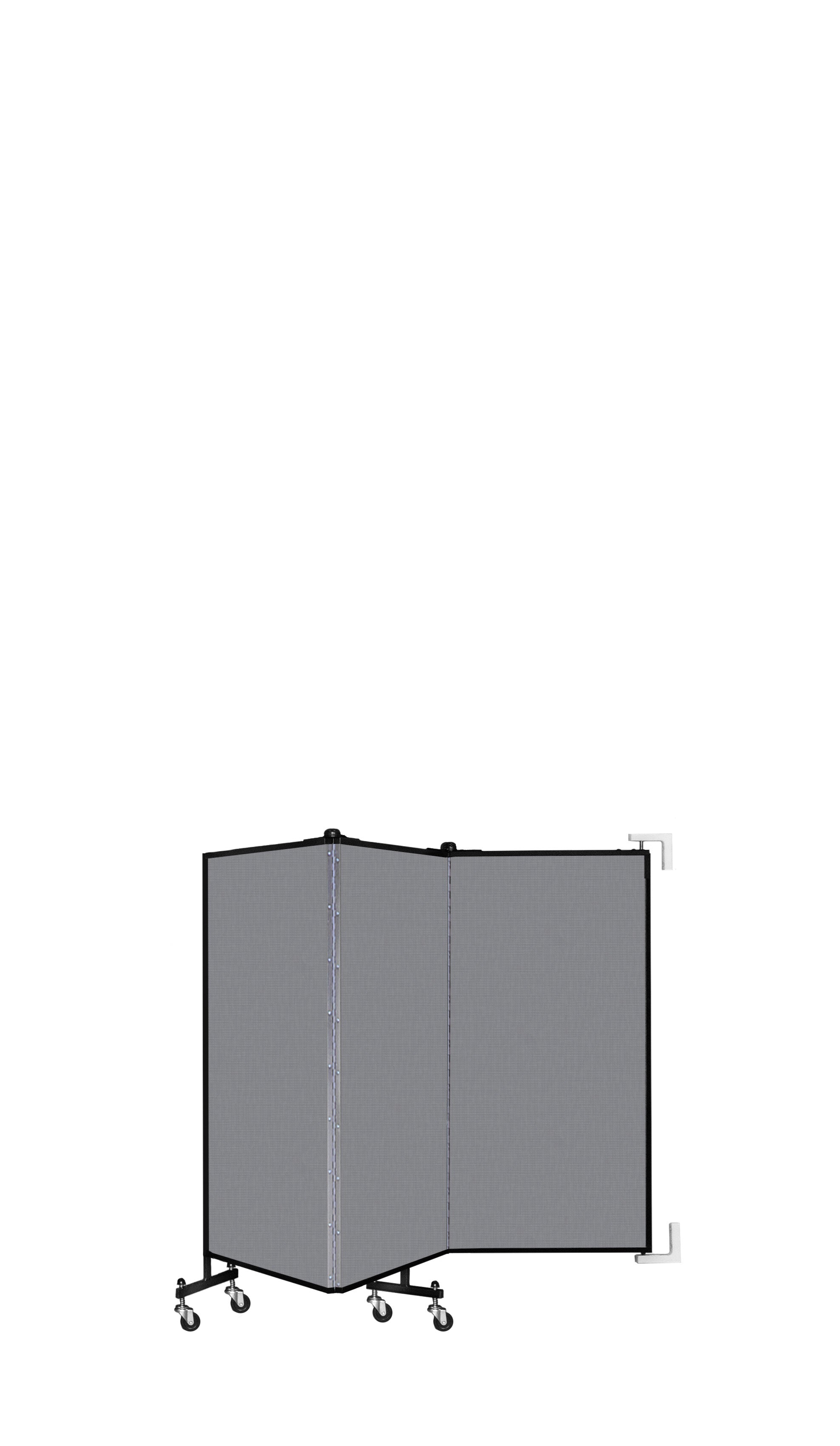 Wallmount Room Divider - 4'H x 5' 6"L - 3 Panel, Stone, Fabric