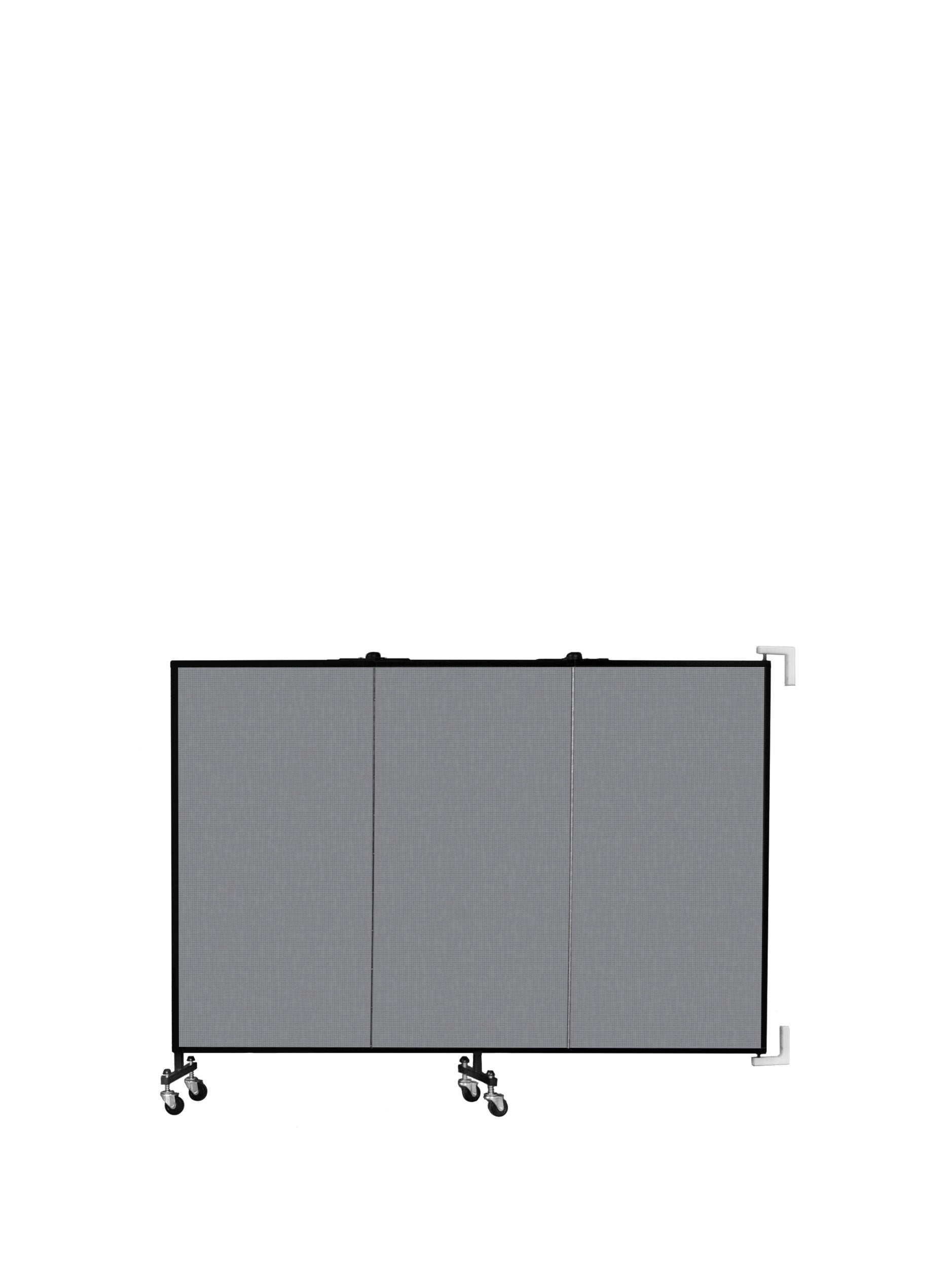 Wallmount Room Divider - 4'H x 5' 6"L - 3 Panel, Stone, Fabric
