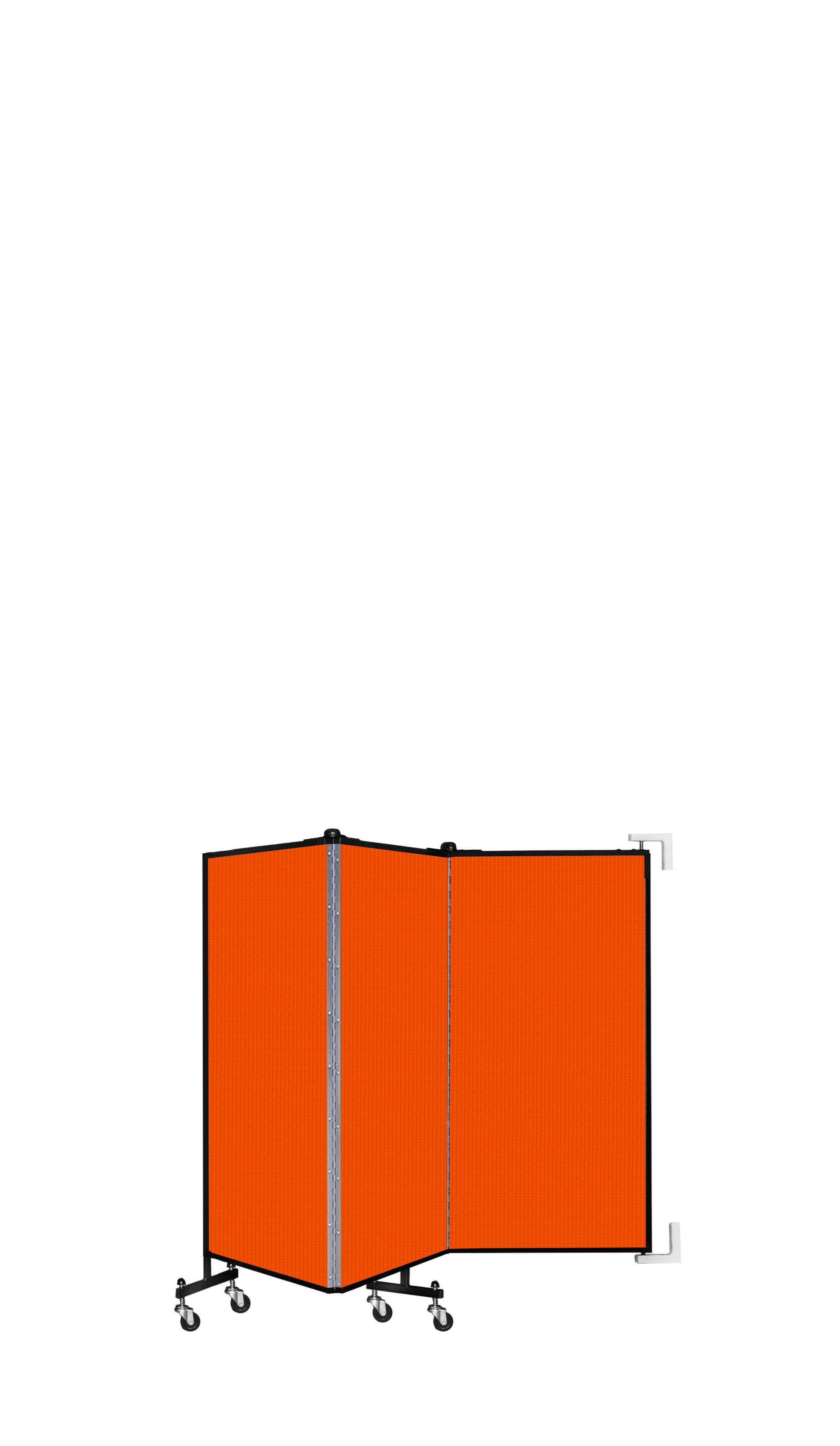 Wallmount Room Divider - 4'H x 5' 6"L - 3 Panel, Orange, Fabric