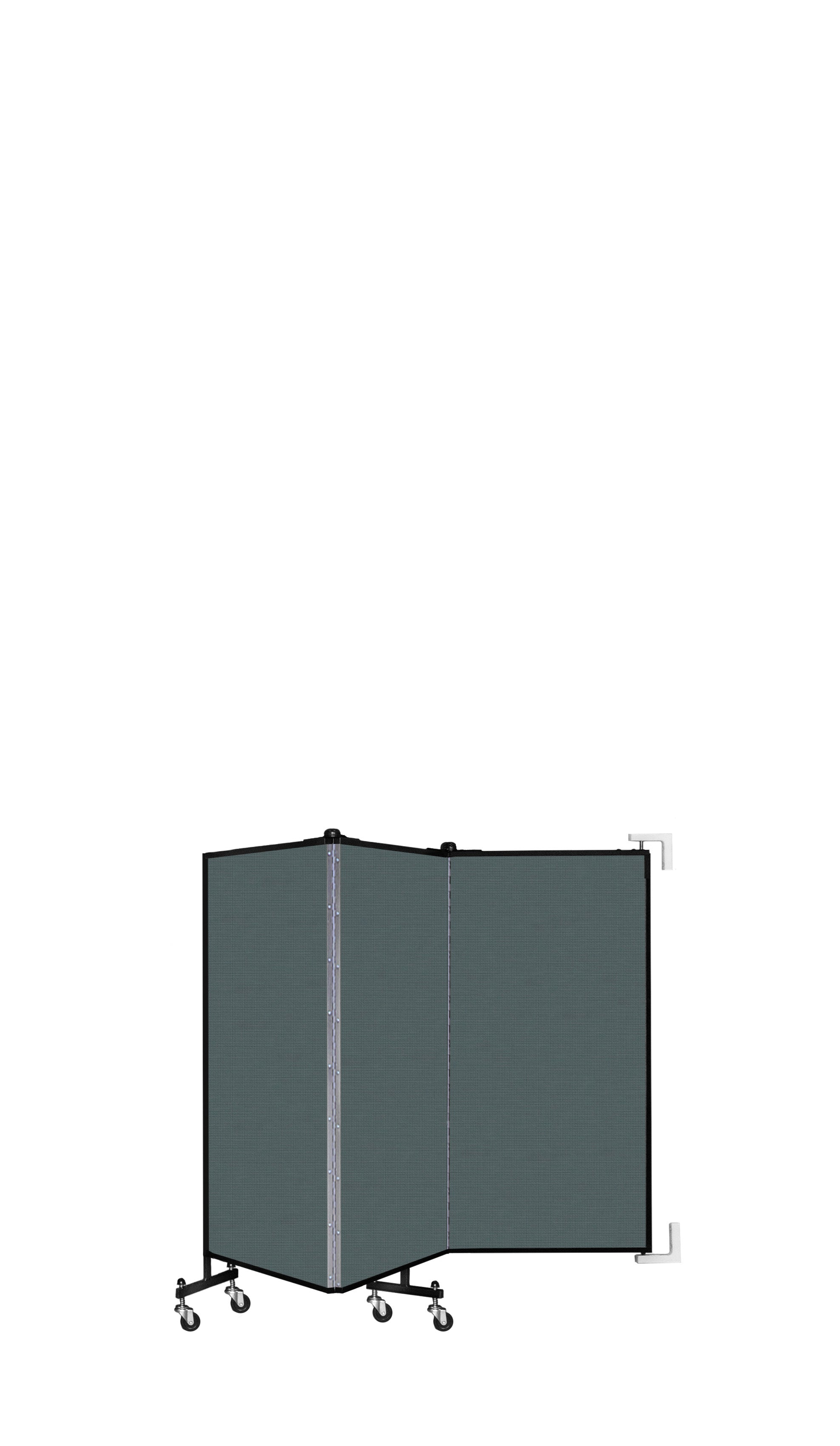 Wallmount Room Divider - 4'H x 5' 6"L - 3 Panel, Mallard, Fabric