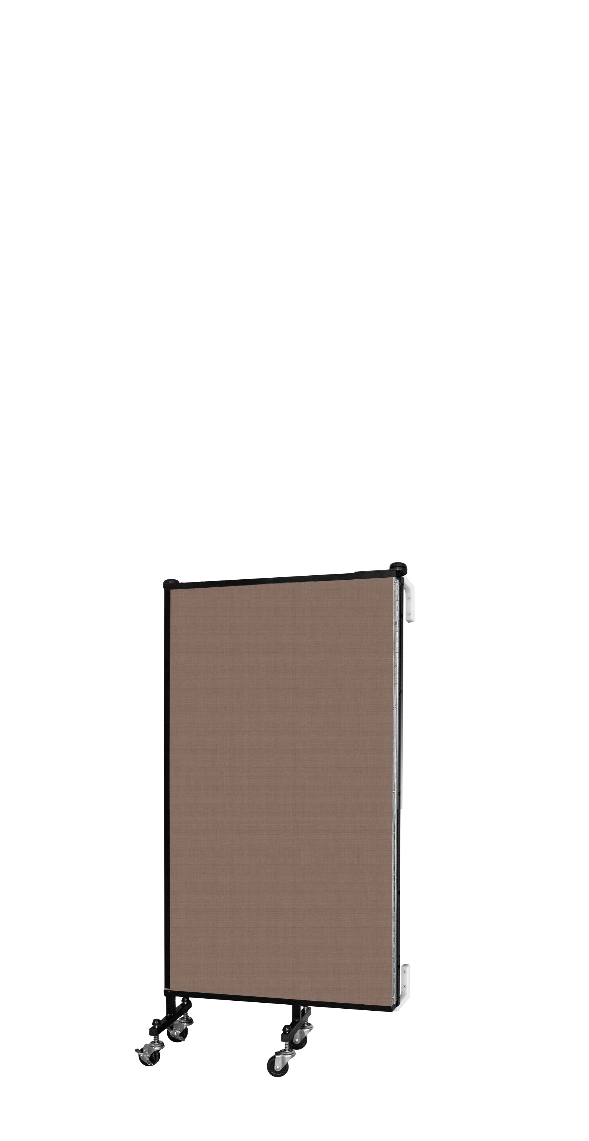 Wallmount Room Divider - 4'H x 5' 6"L - 3 Panel, Walnut, Fabric