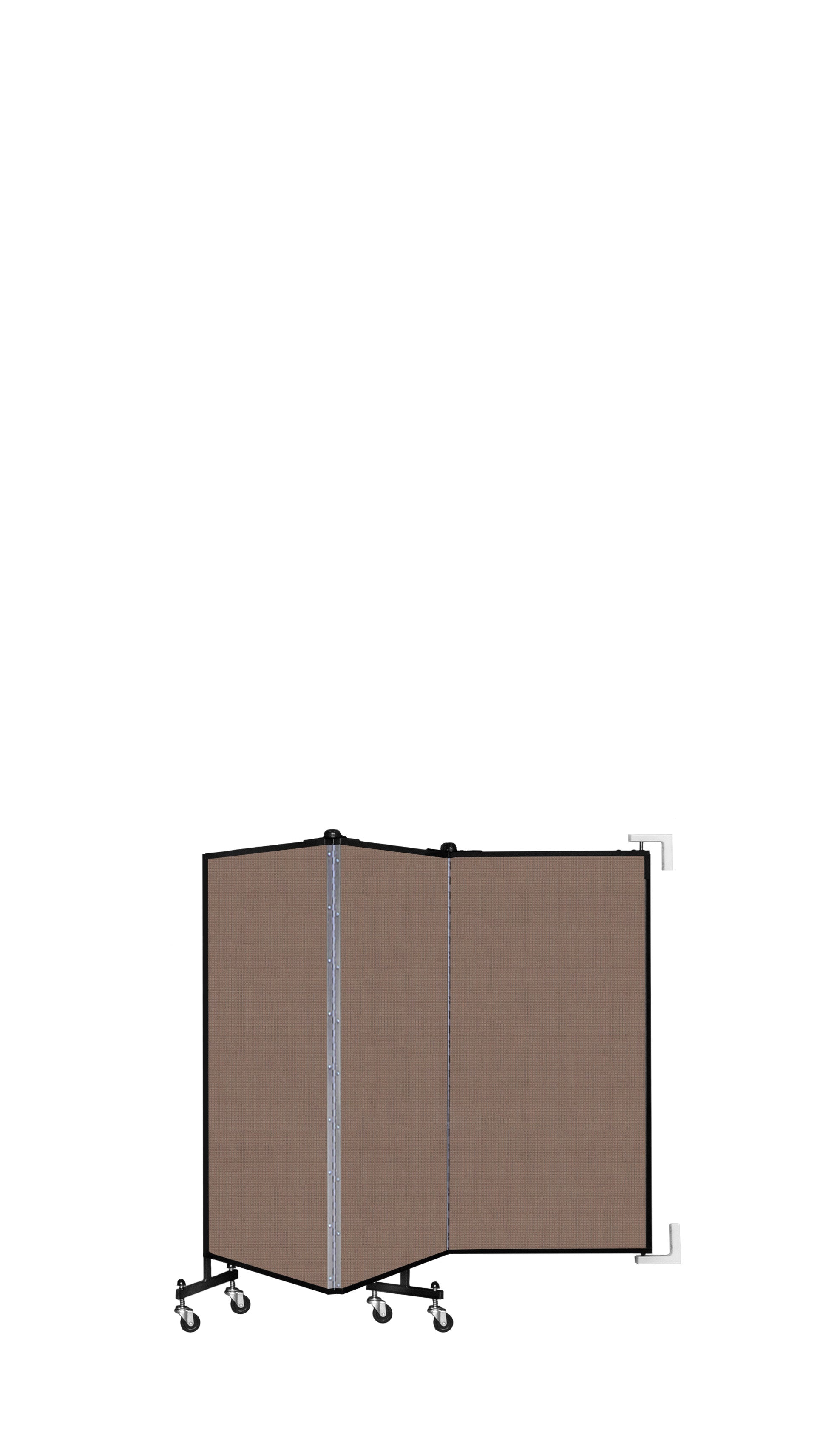 Wallmount Room Divider - 4'H x 5' 6"L - 3 Panel, Walnut, Fabric