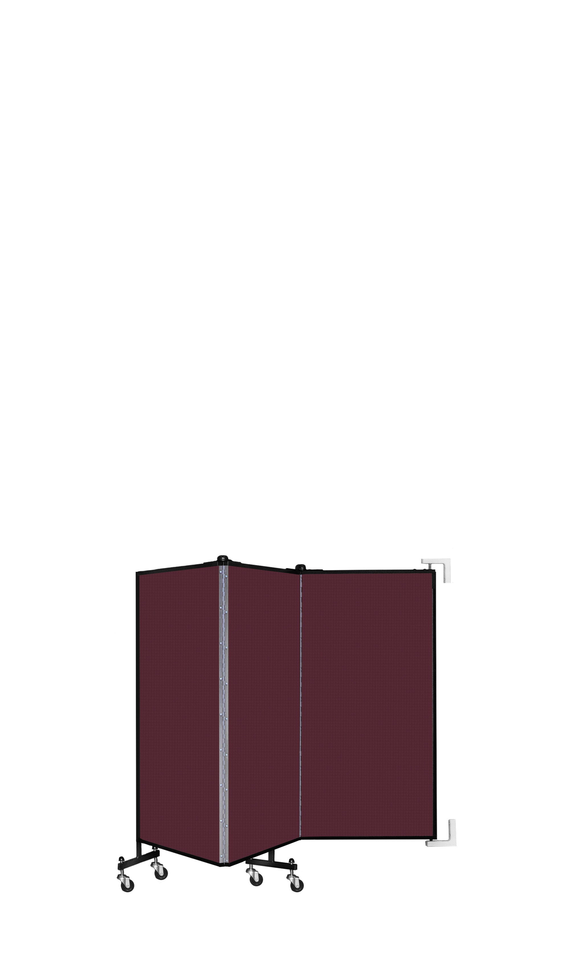 Wallmount Room Divider - 4'H x 5' 6"L - 3 Panel, Purple, Fabric