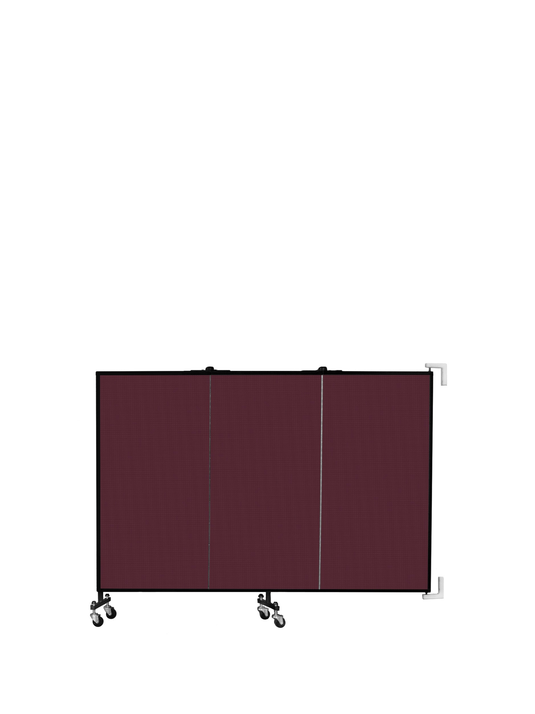 Wallmount Room Divider - 4'H x 5' 6"L - 3 Panel, Purple, Fabric