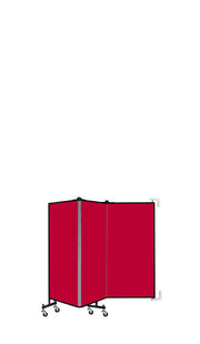Wallmount Room Divider - 4'H x 5' 6"L - 3 Panel, Primary Red, Fabric