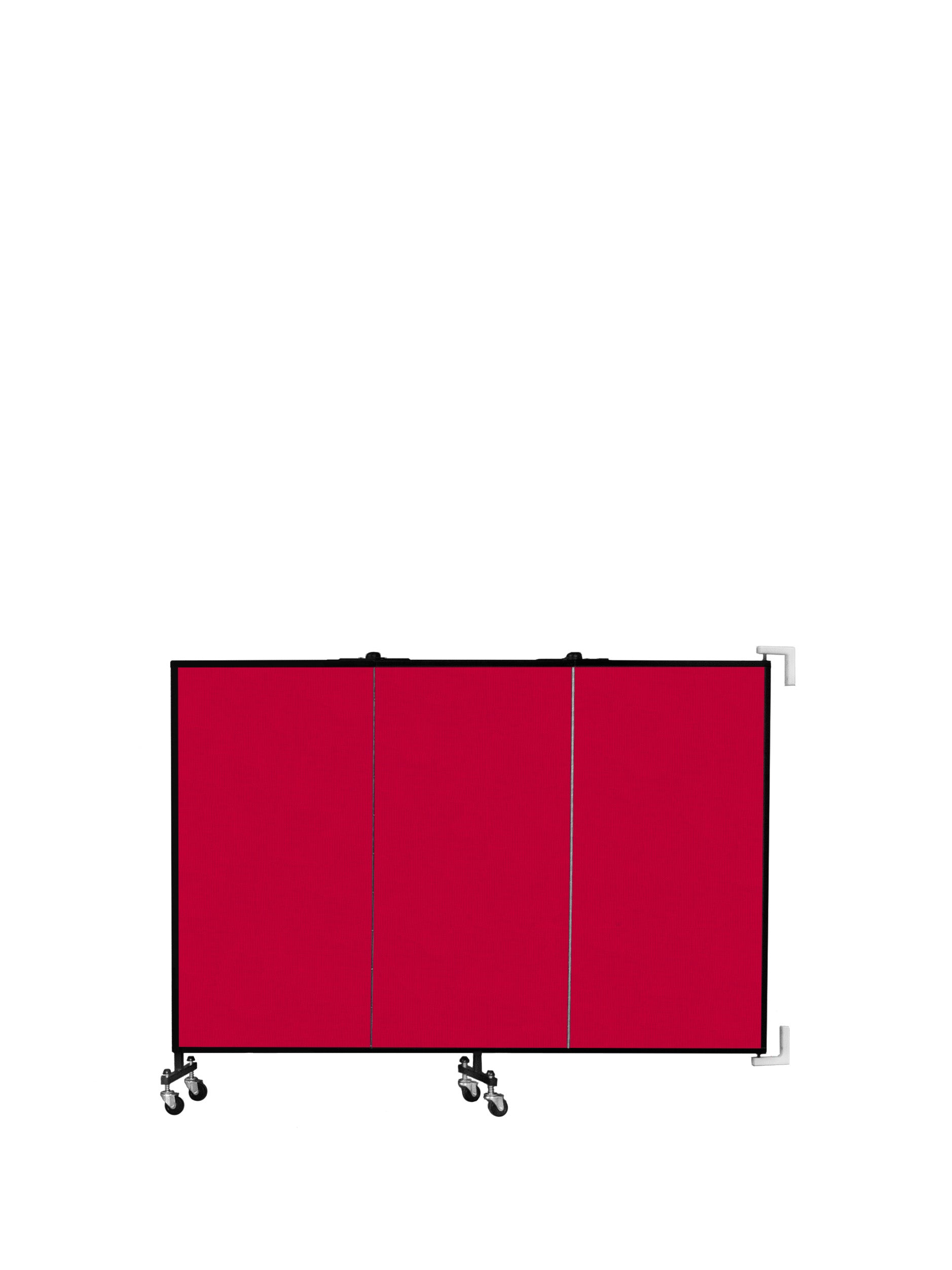 Wallmount Room Divider - 4'H x 5' 6"L - 3 Panel, Primary Red, Fabric