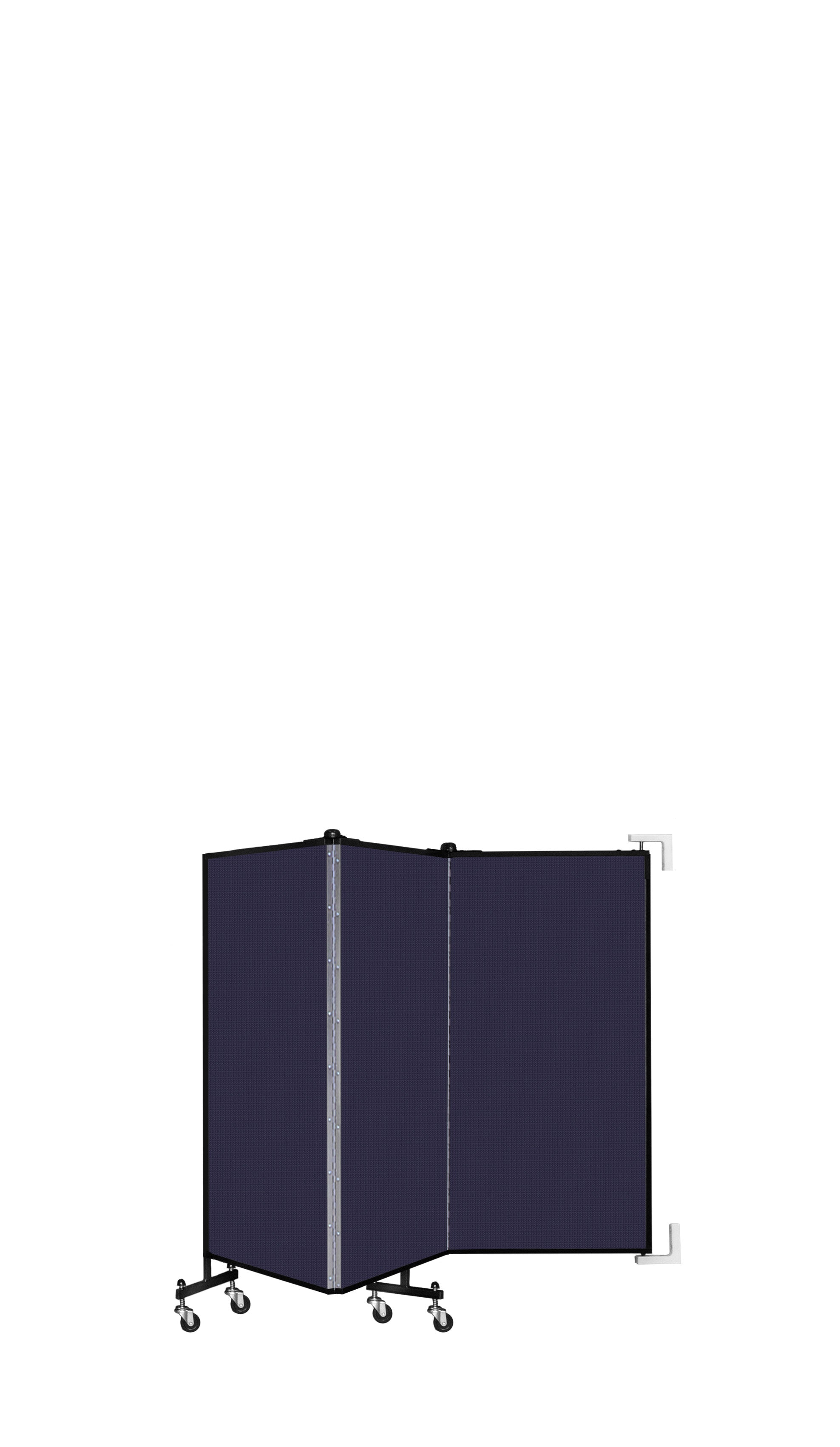 Wallmount Room Divider - 4'H x 5' 6"L - 3 Panel, Navy, Fabric